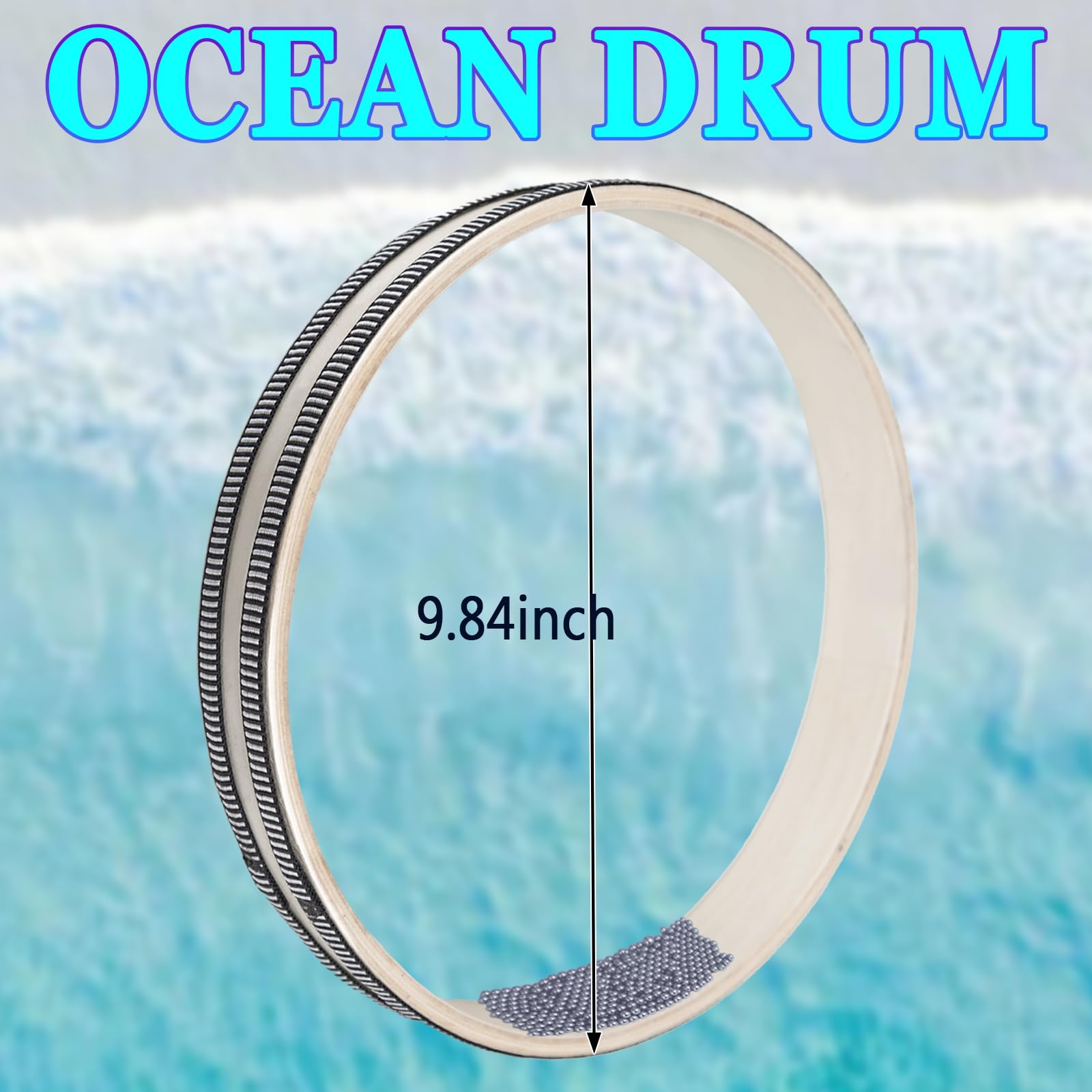 10 Inch Ocean Drum With Built In Night Shining Beads,Musical Instrument,Percussion,Sea Wave Drum For Meditation And Relaxation,W