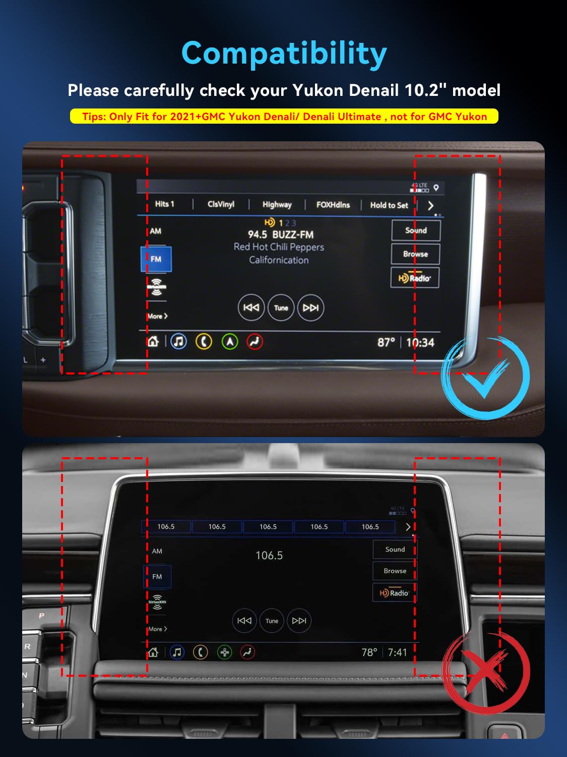 Lantu 2Pcs Yukon Nano Screen Protector For 2023 2022 2021 Gmc Yukon Denali Accessories 10.2 Inch Car Navigation Touchscreen Prot