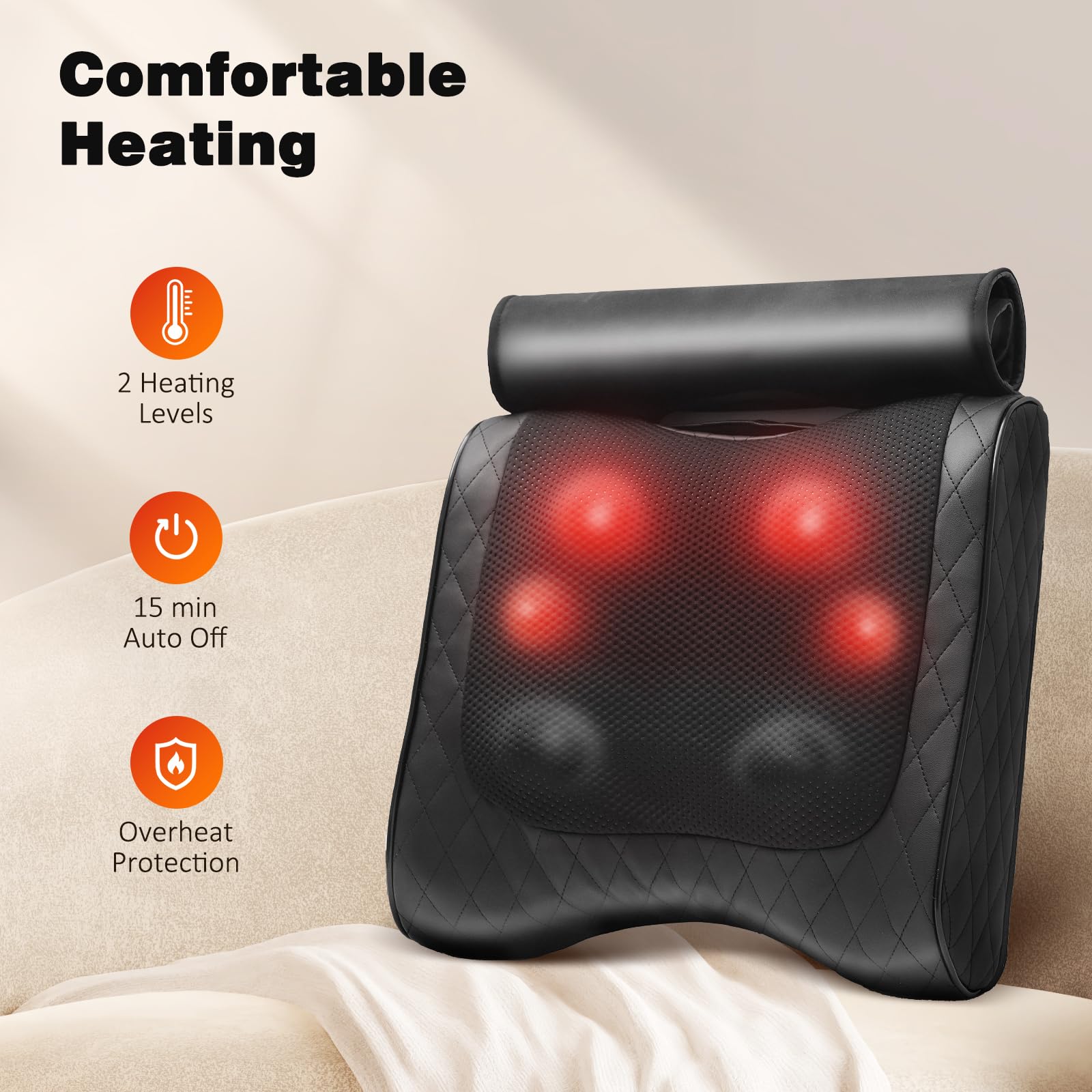 Back Massager With Heat, Percussion & Shiatsu 2 In 1 Massager For Lower Back Pain Relief, 3D Deep Tissue Kneading Massage Pillow