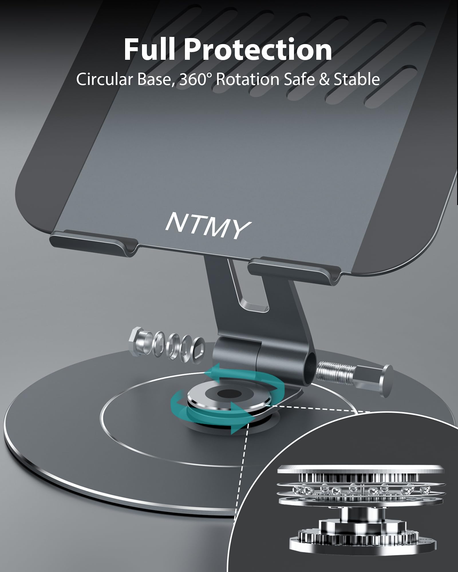 Portable Laptop Stand,Adjustable Laptop Riser,360 Rotating Laptop Stand With Phone Holder,Foldable Laptop Stand For Desk,Ergonom