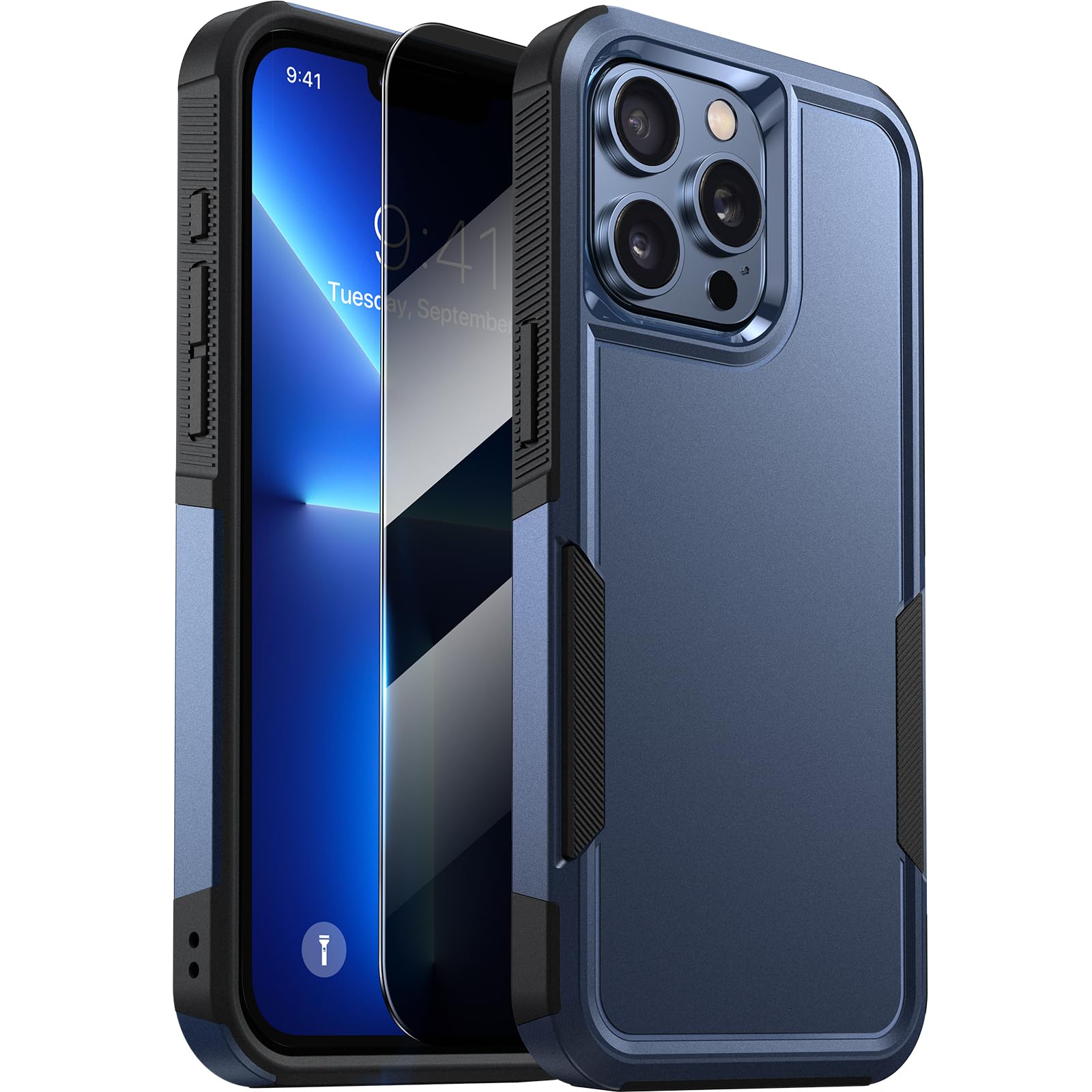 Diaclara Designed For Iphone 13 Pro Case, [With Privacy Screen Protector] [Anti Spy] [Military Grade Drop Protection] Heavy Duty