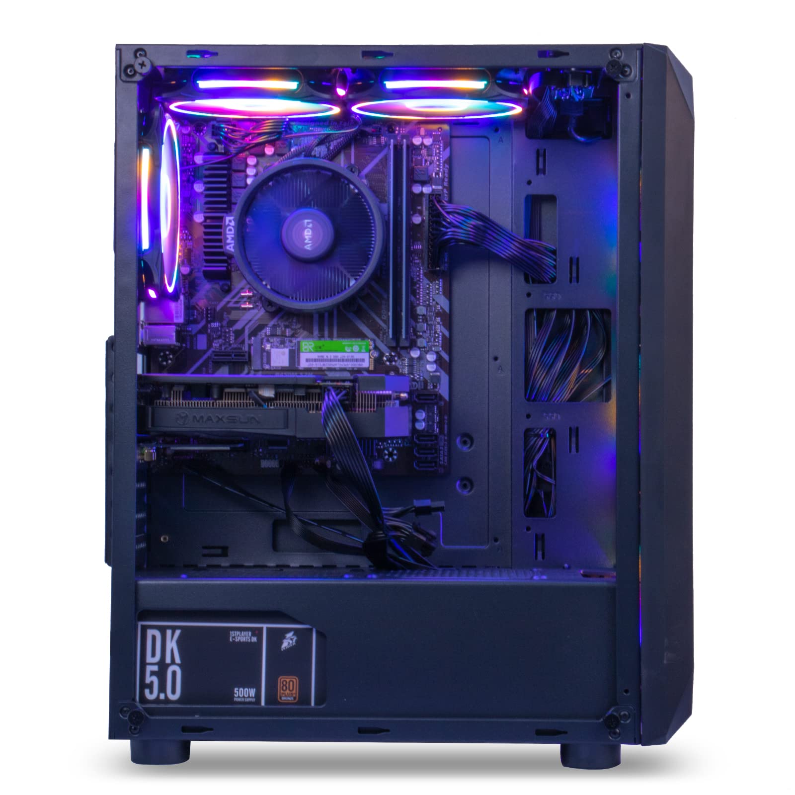Mxz Gaming Desktop Computer, Amd Ryzen 5 5500, Gtx1660S 6Gb, 16Gb Ddr4, Nvme 500Gb Ssd, 6Rgb Fans, Win 11 Pro Ready, Gamer Deskt