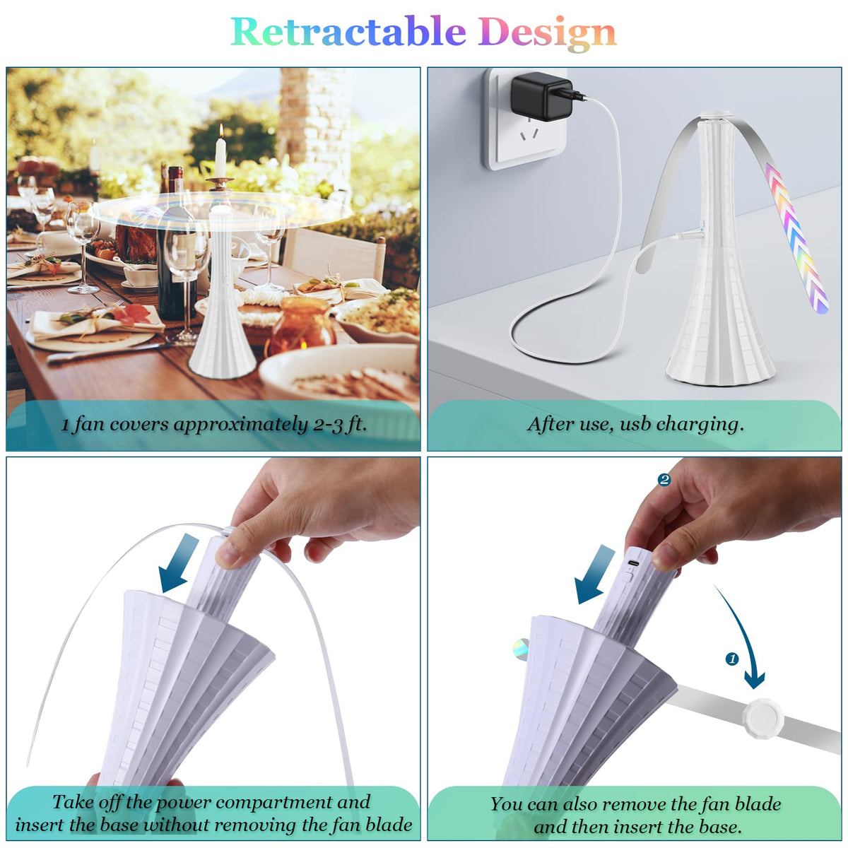 Rechargeable Fly Fans for Tables, Fly Fans for Outdoor Tables USB, Fly ...