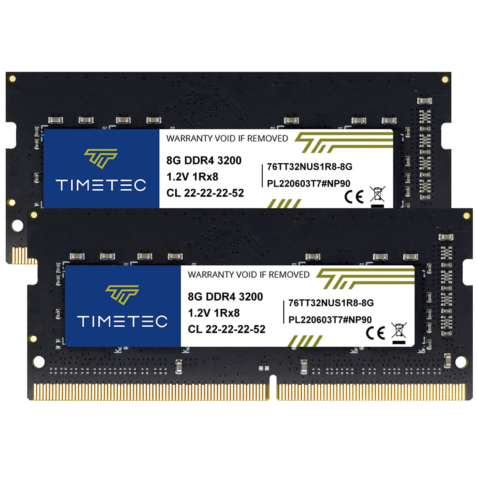 Timetec 16Gb Kit(2X8Gb) Ddr4 3200Mhz (Or 2933Mhz Or 2666Mhz) Pc4 25600 Non Ecc Unbuffered 1.2V Cl22 1Rx8 Single Rank 260 Pin Sod