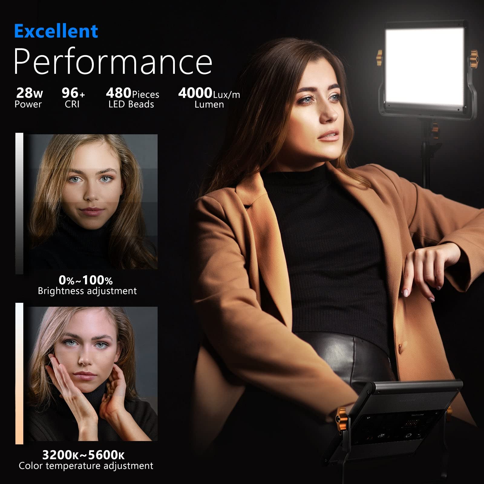 Neewer Dimmable Bi Color Led With U Bracket Professional Video Light For Studio, Youtube Outdoor Video Photography Lighting Kit,