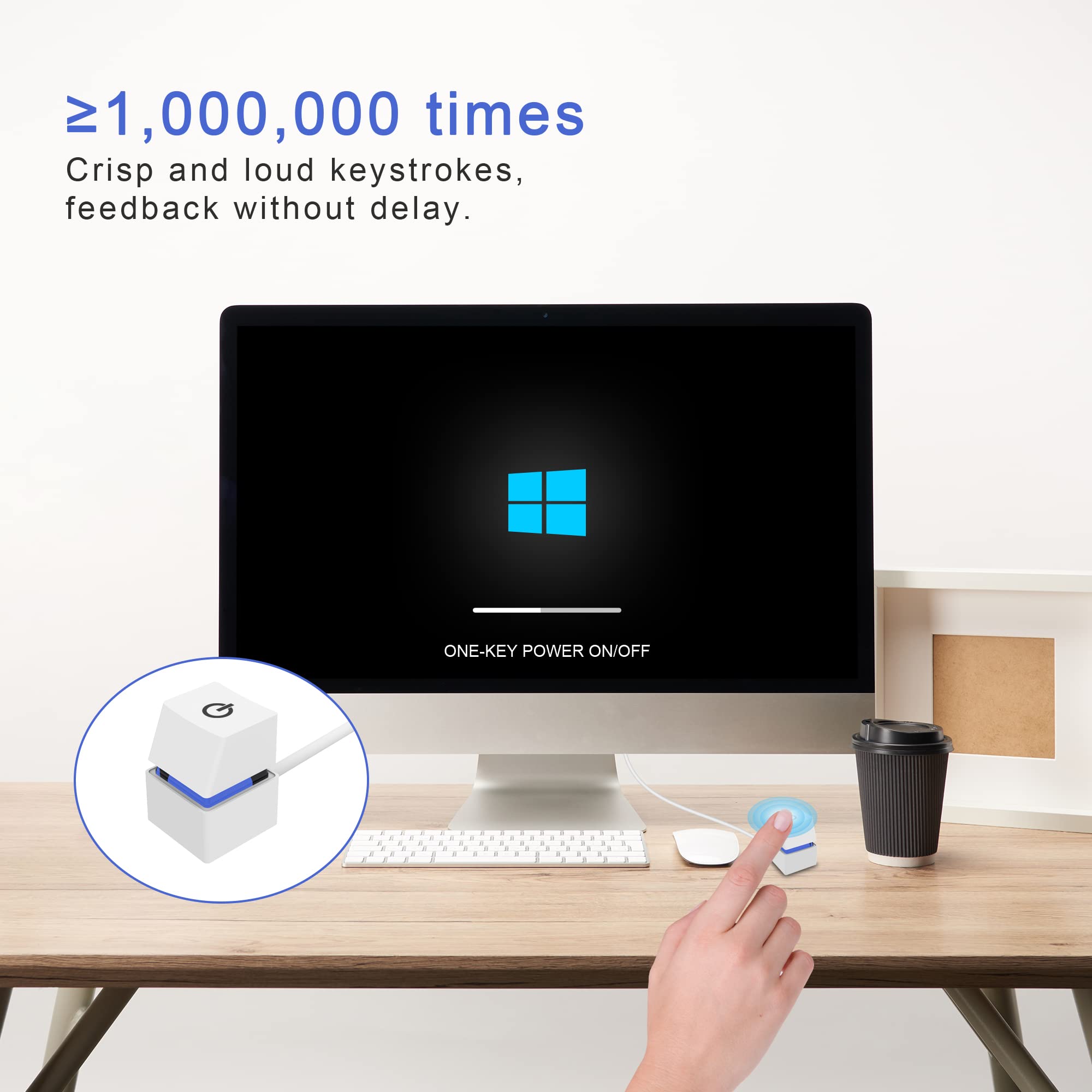 Azmxdvp Desktop Computer Power Switch - External Remote Start Pc Motherboard Power On/Off Switch Button Extension Cable 2M Lengt