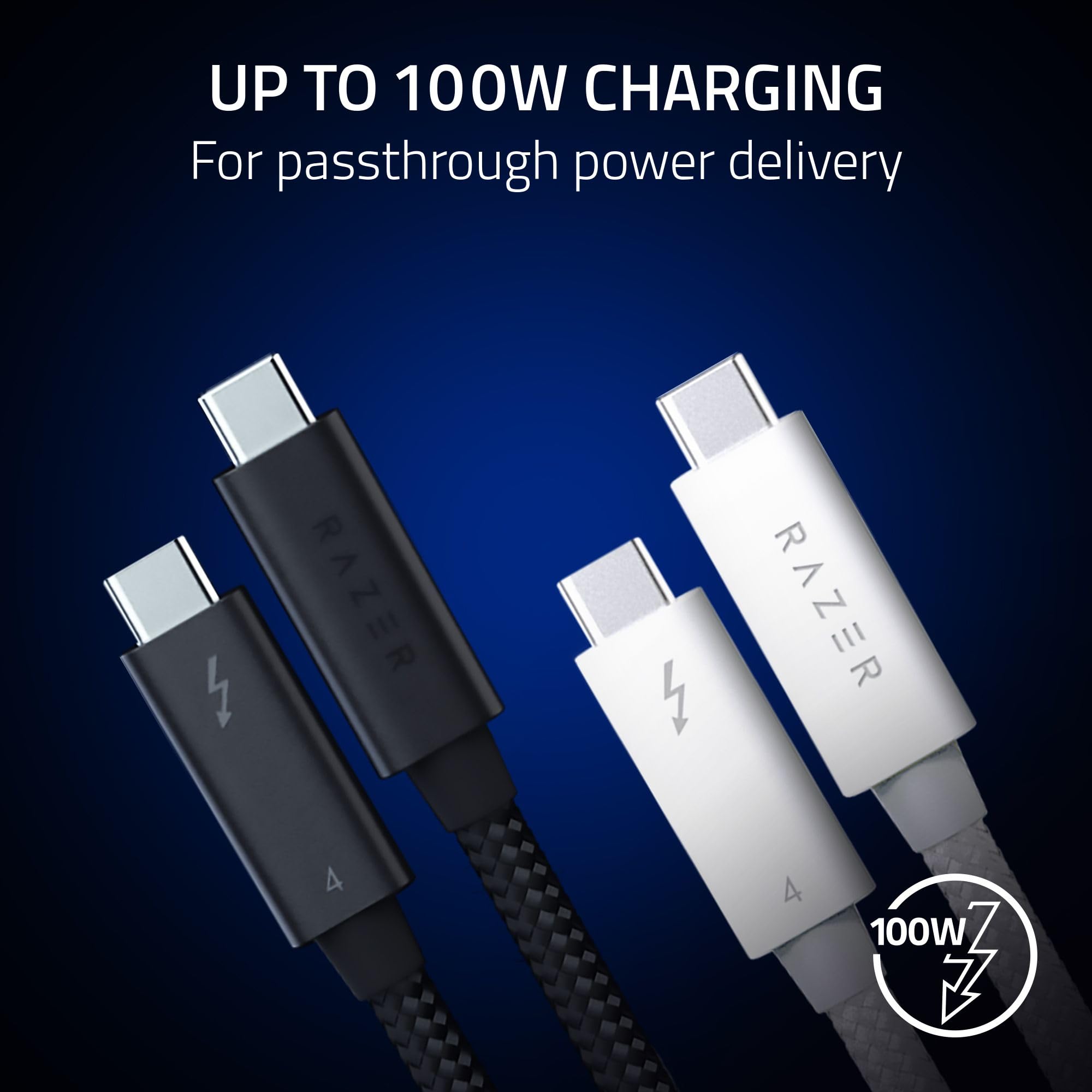 Razer Thunderbolt 4 Cable (2.0M / 6.56Ft): Up To 40 Gigabits Per Second   Up To 8K Resolutions         Up To 100W Charging   Com