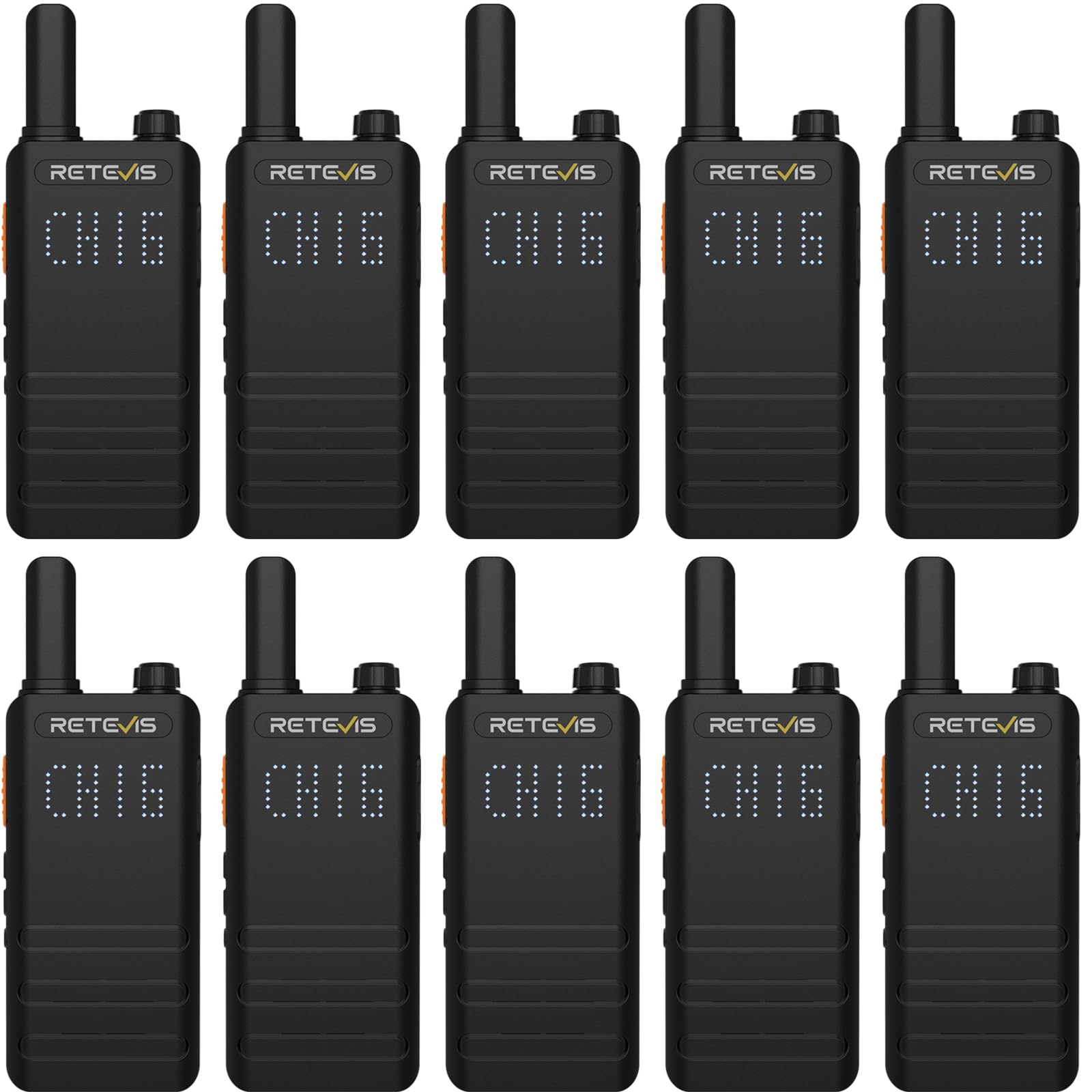 Retevis B3H Small Walkie Talkies With Led Diaplay, New Version Of Rt22(3.0), Ultra Slim, Usb C Rechargeable, With 1620 Mah Battery, Portable Frs Two Way Radios For Hotel School Restaurant (10 Pack)