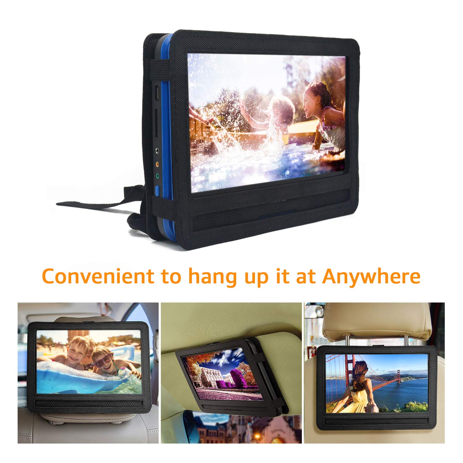 Car Headrest Mount Holder Strap Case For Swivel & Flip Style Portable Dvd Player  Suitable For 10 Inch To 10.5 Inch Screen