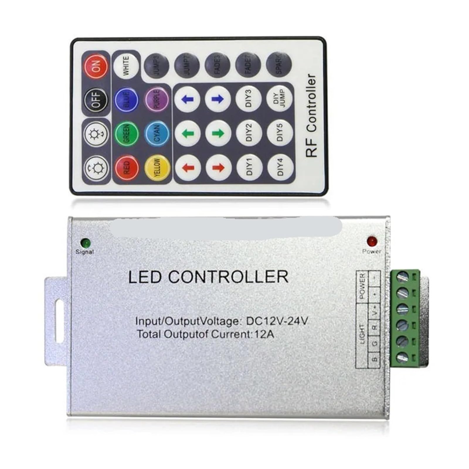 WYSJKJGH 12A 28-Key Remote Control RGB LED Controller DC 12V-24V Suitable for 5050/3528 LED Light Strips