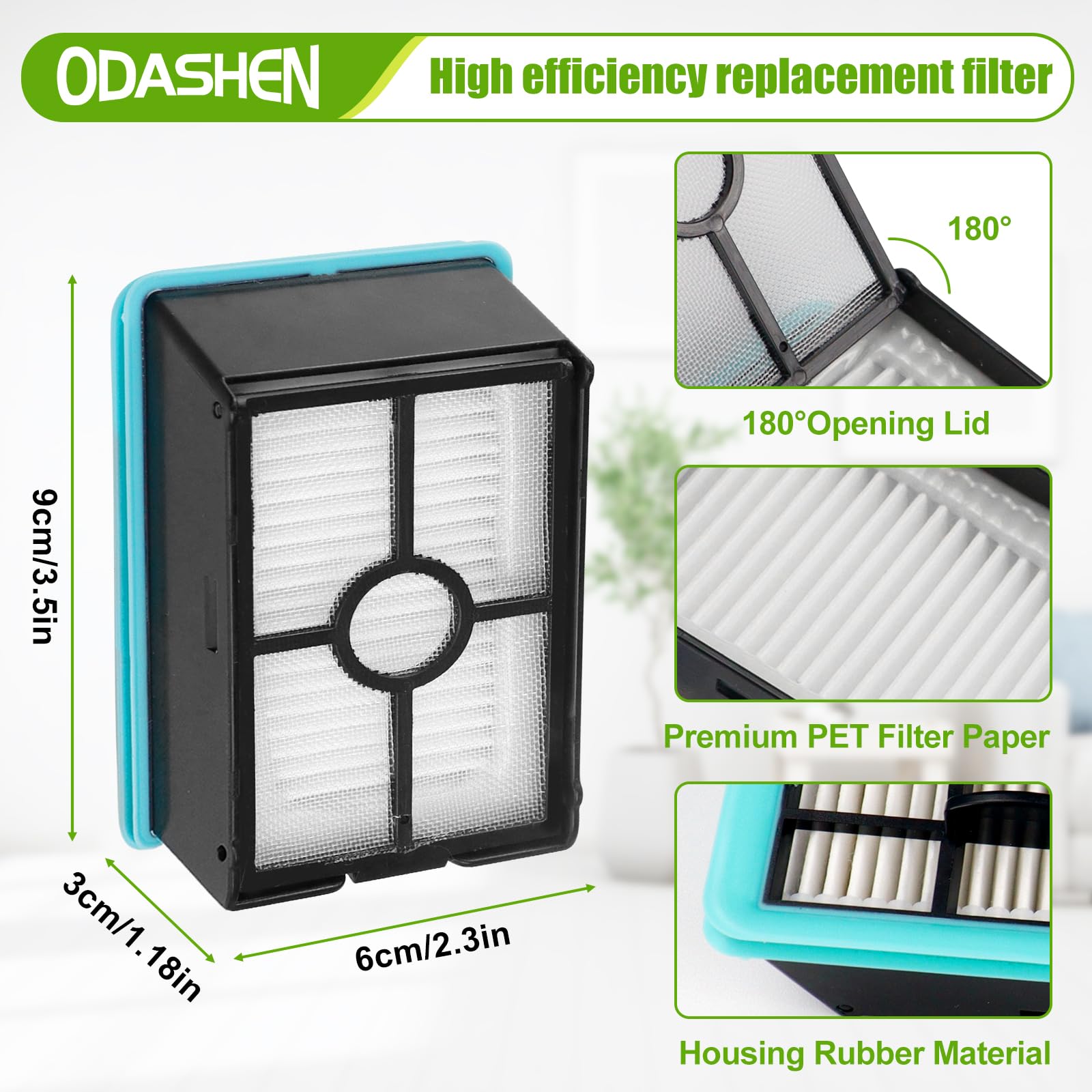 Odashen 4Pcs Vacuum Cleaner Brush Roll Filter Replacement Parts For Bissell Crosswave Hf2/3845N/3831 Floor Scrubber, 2 Brush Rol