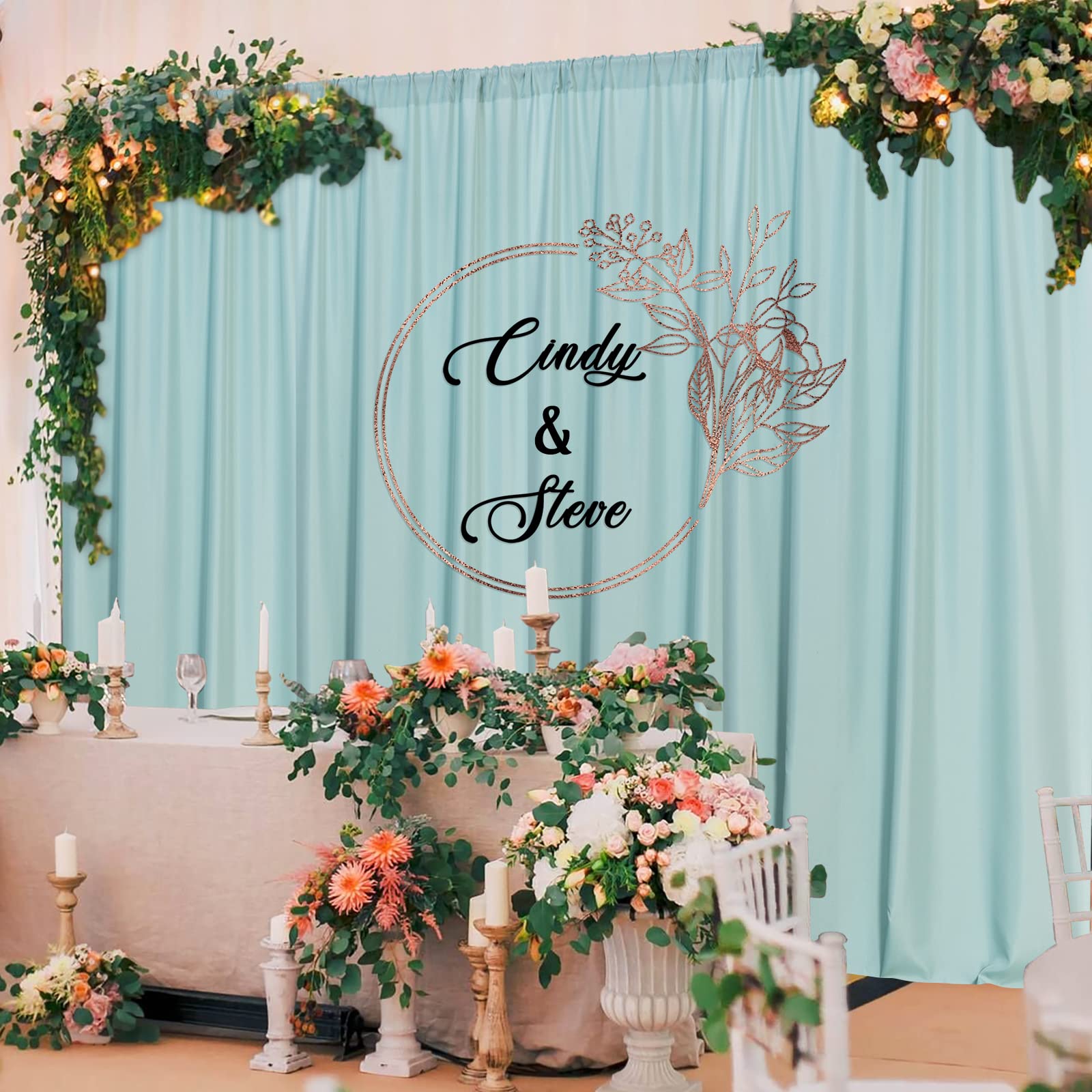 Mysky Home 10Ft X 10Ft Curtains Light Green Backdrop Curtains For Parties Wedding Curtains Stage Curtains Rod Pocket Privacy Cur