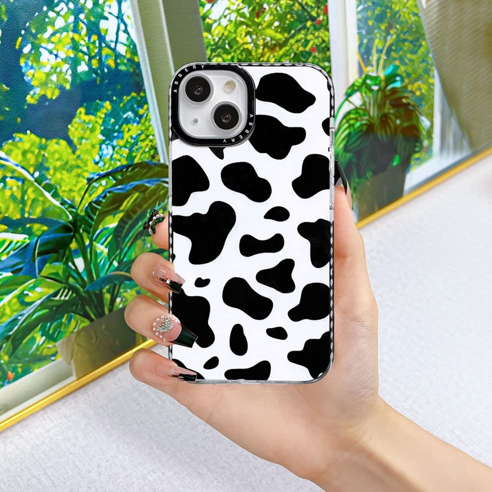 Abbery Designed For Iphone 14 Case Cow Print, Clear With Design Cow Pattern Cute Silicone Tpu Sturdy Shockproof Protective Woman