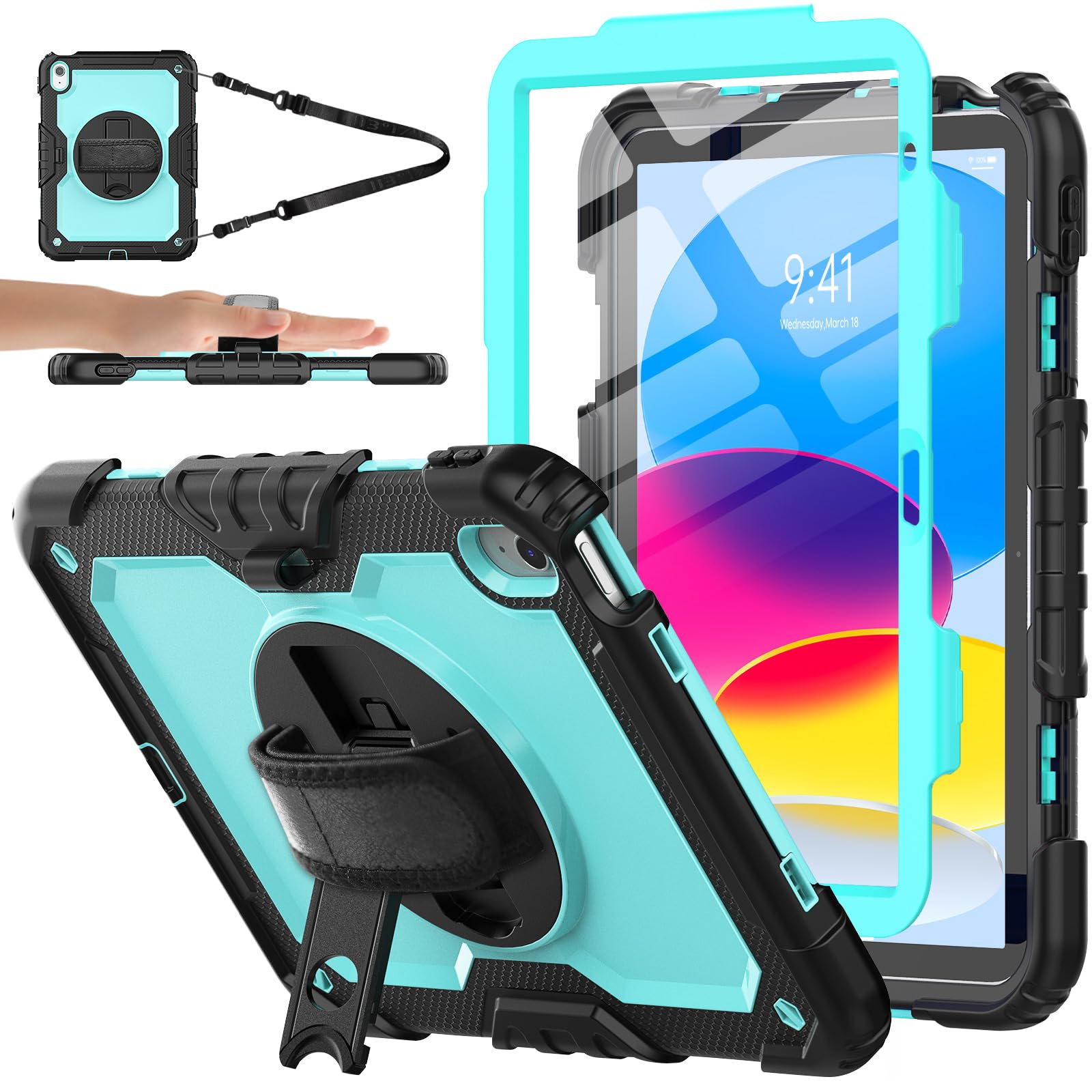 Sibeitu Case Compatible With Ipad 10Th Generation 10.9'', Ipad 10 Case With Screen Protector And Pencil Holder Full Body Drop Pr