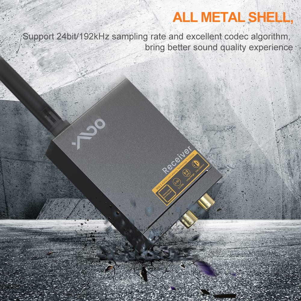 Ymoo 2.4Ghz Wireless Audio Transmitter Receiver,48Khz/24Bit Hifi Audio,20Ms Ultra Low Latency,320Ft Long Range Rca Jack Adapter