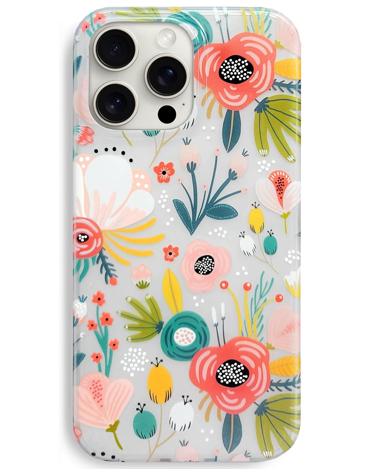 J.west iPhone 13 Pro Max Case, Clear Floral Flexible TPU Shockproof Cover Transparent Elegant Designs Durable Protective Women G