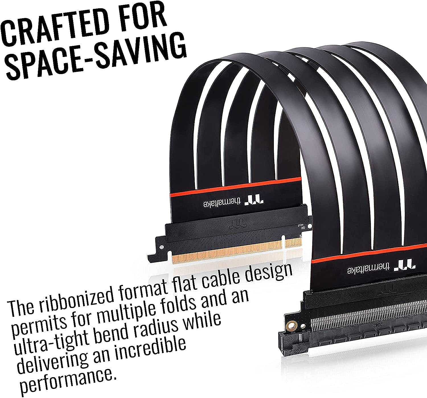 Thermaltake Tt Premium Pci-E 4.0 High Speed Flexible Extender Riser Cable 300Mm Ac-058-Co1Otn-C1