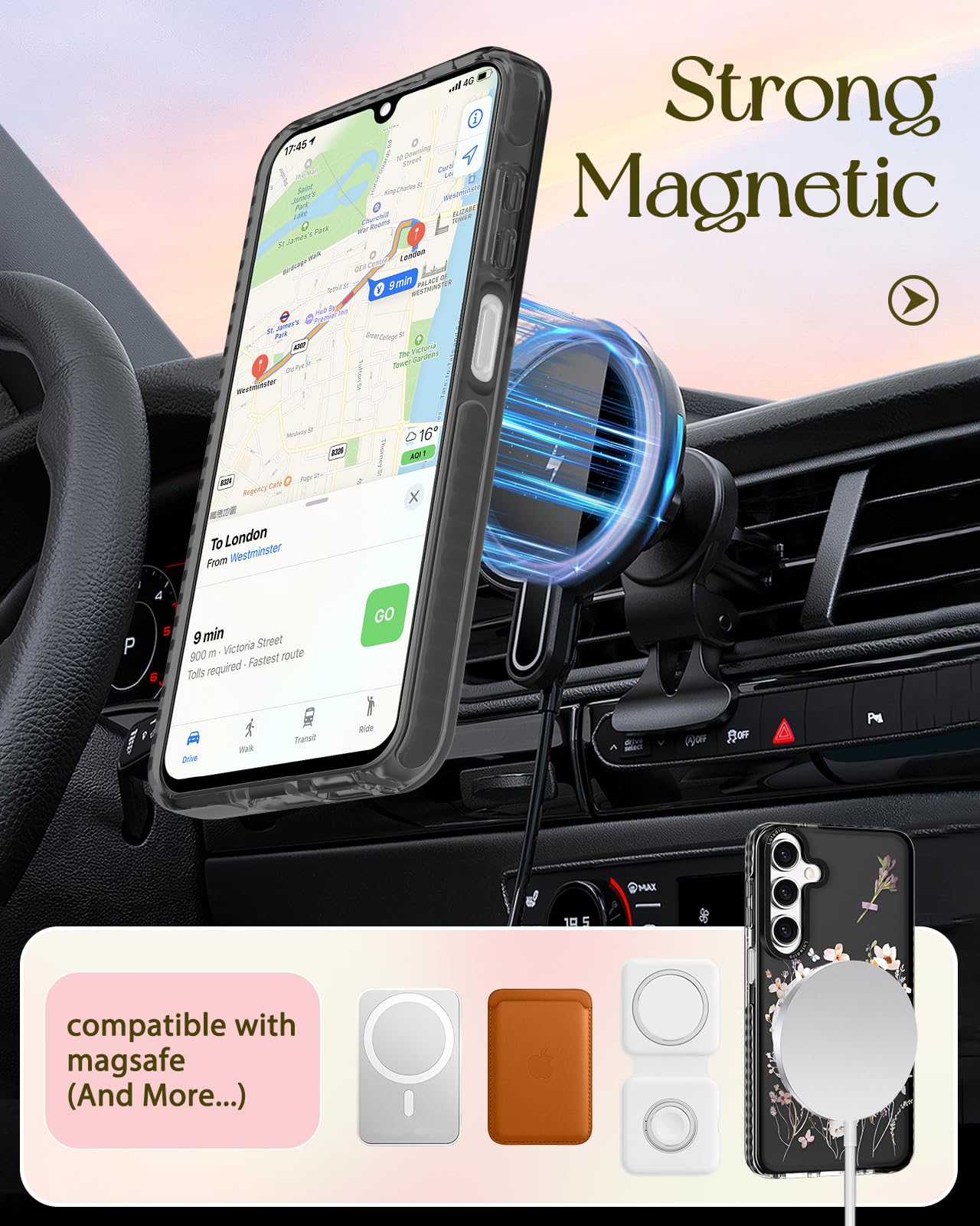 Lotadilo For Samsung Galaxy A15 5G Case For Women - Girls Cute Design Compatible With Magsafe Magnetic Ring Holder Stand Foral F