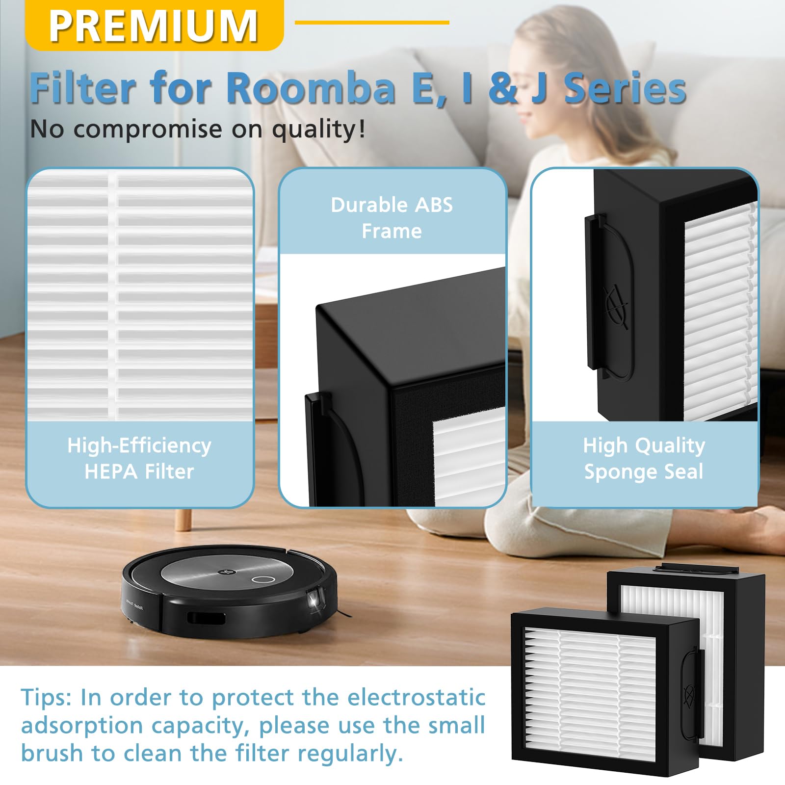 Filter Replacement For Irobot Roomba E, I And J Series I7 I7+/Plus I3 I3+ E5 E6 E7 I4 I6 I6+ I8 I8+ Robot Vacuum Cleaners Parts,
