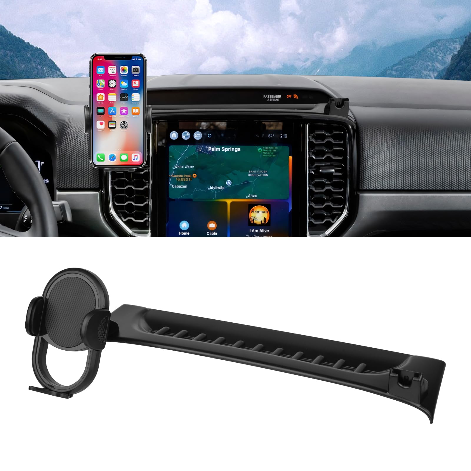 Autorder Car Phone Holder For 2024 2025 Ford Ranger Accessories Phone Mount Cell Phone Car Mount Automobile Phone Stabilizer 360