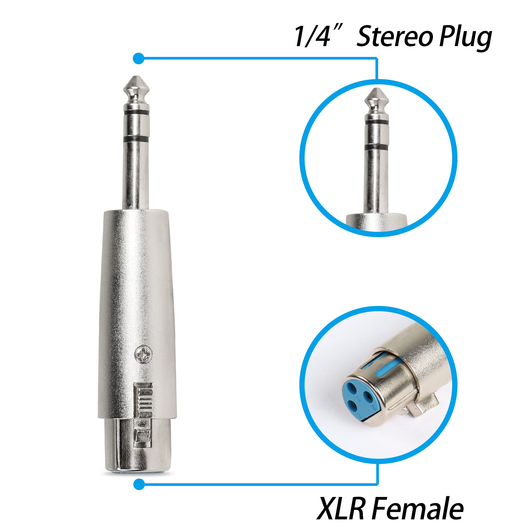 Pngknyocn 1/4'' To Xlr Adapter,6.35Mm Trs Male To Xlr Female Stereo Balanced Audio Connector For Mixer, Speaker, Microphone And