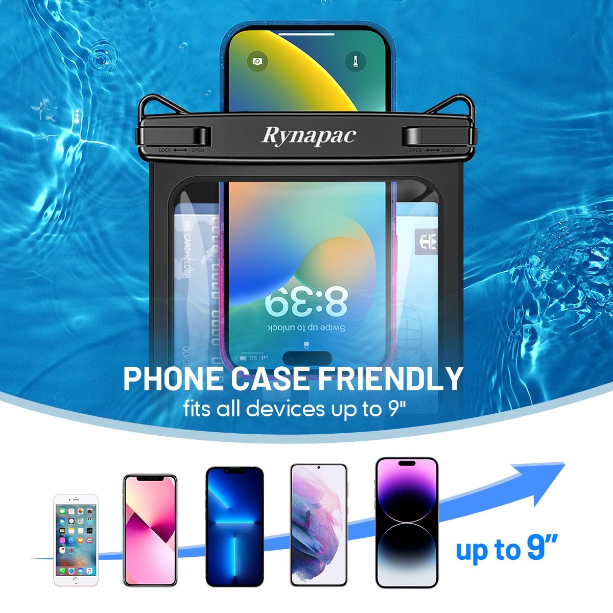 Rynapac 2 Pack Waterproof Phone Pouch   10In Waterproof Phone Case With Lanyard, Ipx8 Cell Phone Dry Bag Beach Essentials For Ip