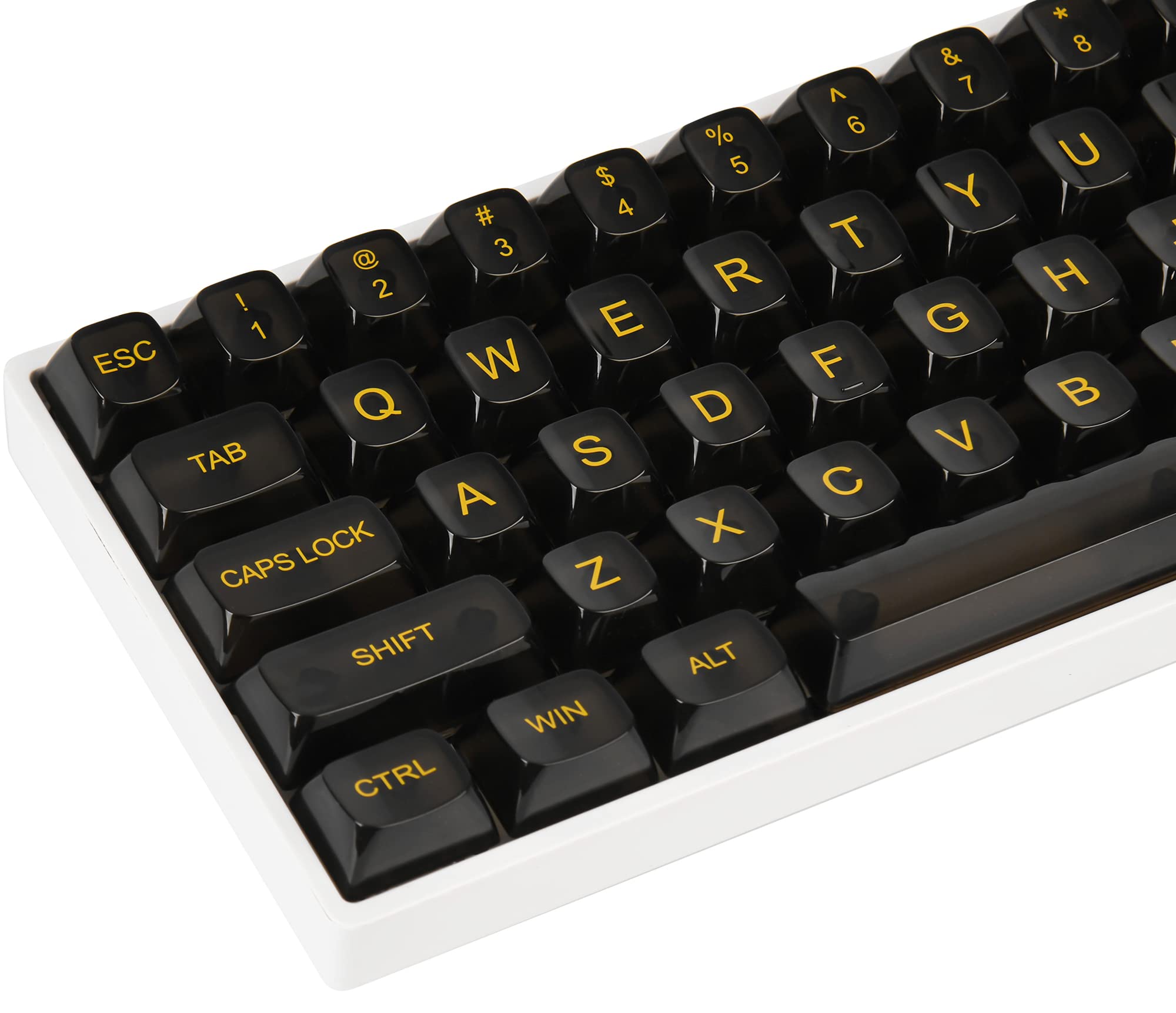 Fogruaden 61 Keys Black Clear Keycap Set, Osa Profile Transparent Pc Material Keycaps, Only Compatiable 61 Key Cherry Gateron Mx