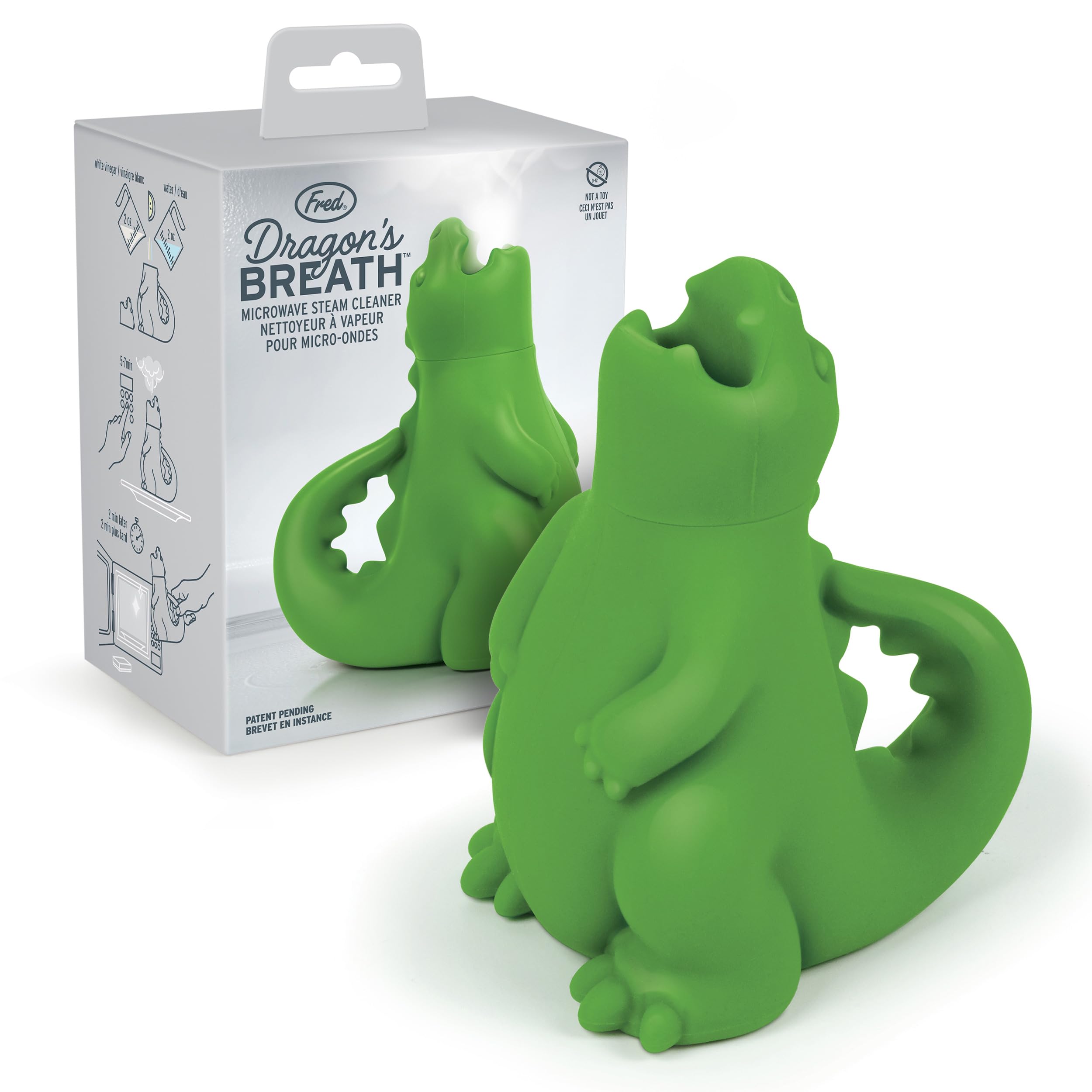 Genuine Fred DRAGONS BREATH Microwave Steam Cleaner, BPA-Free Silicone Dragon Design, Easy to Use, Reduces Cleaning Time, Dishw
