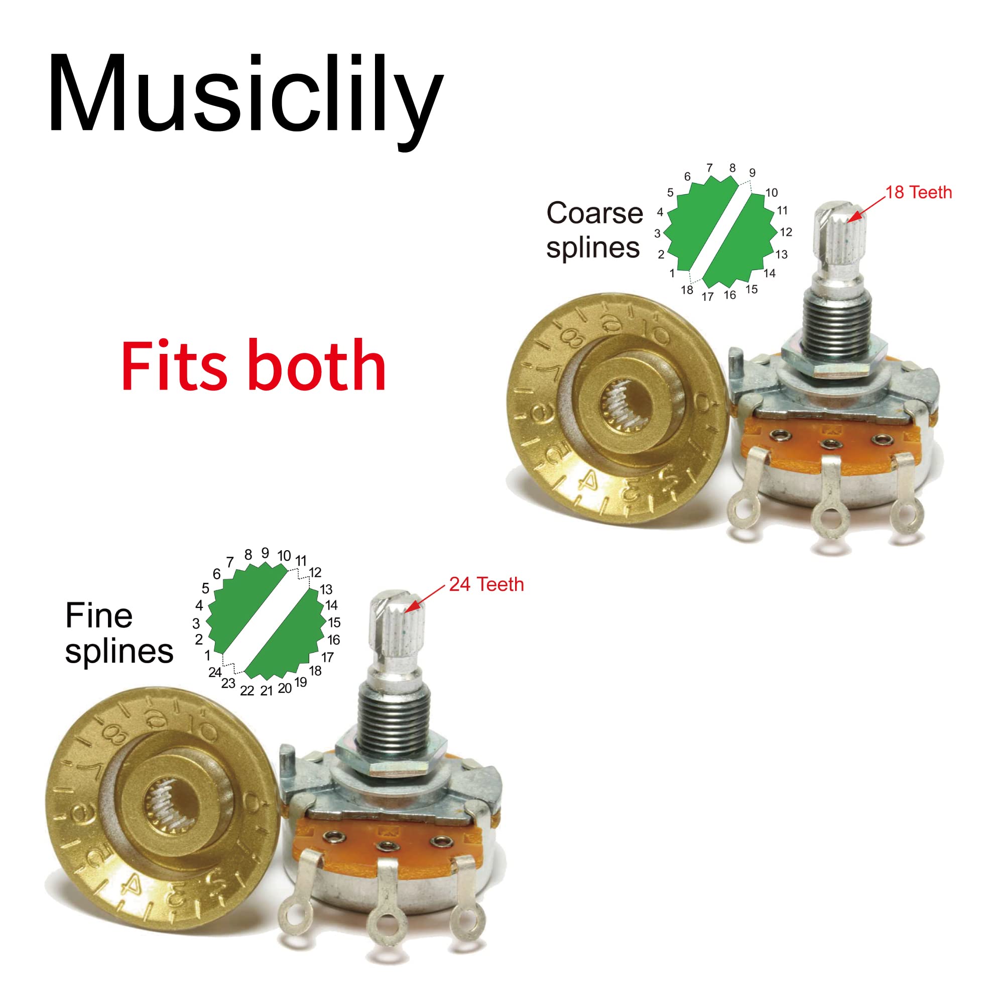 Musiclily Ultra Universal Fitting Size Strat Knobs 2 Tone 1 Volume Set For Fender Stratocaster St Style Electric Guitar, Aged Wh