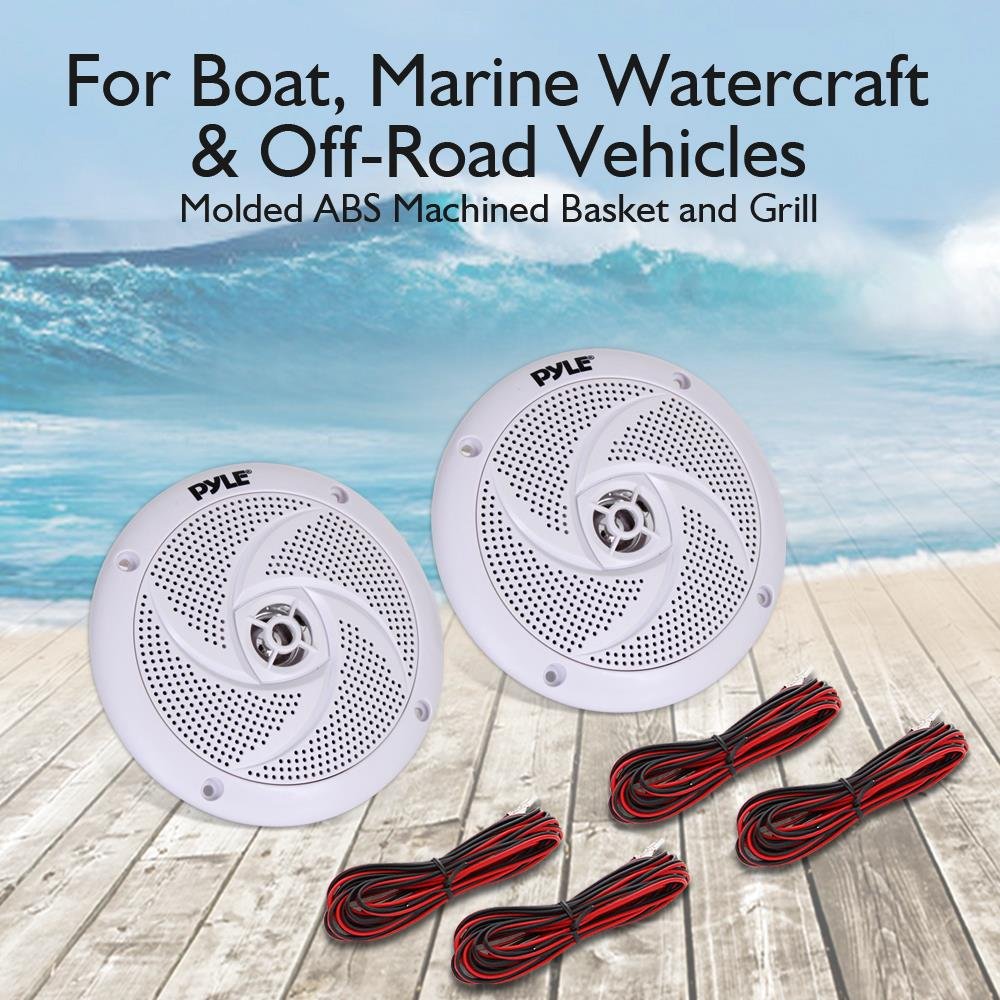 Pyle Marine Speakers - 5.25 Inch 2 Way Waterproof And Weather Resistant Outdoor Audio Stereo Sound System With 180 Watt Power An