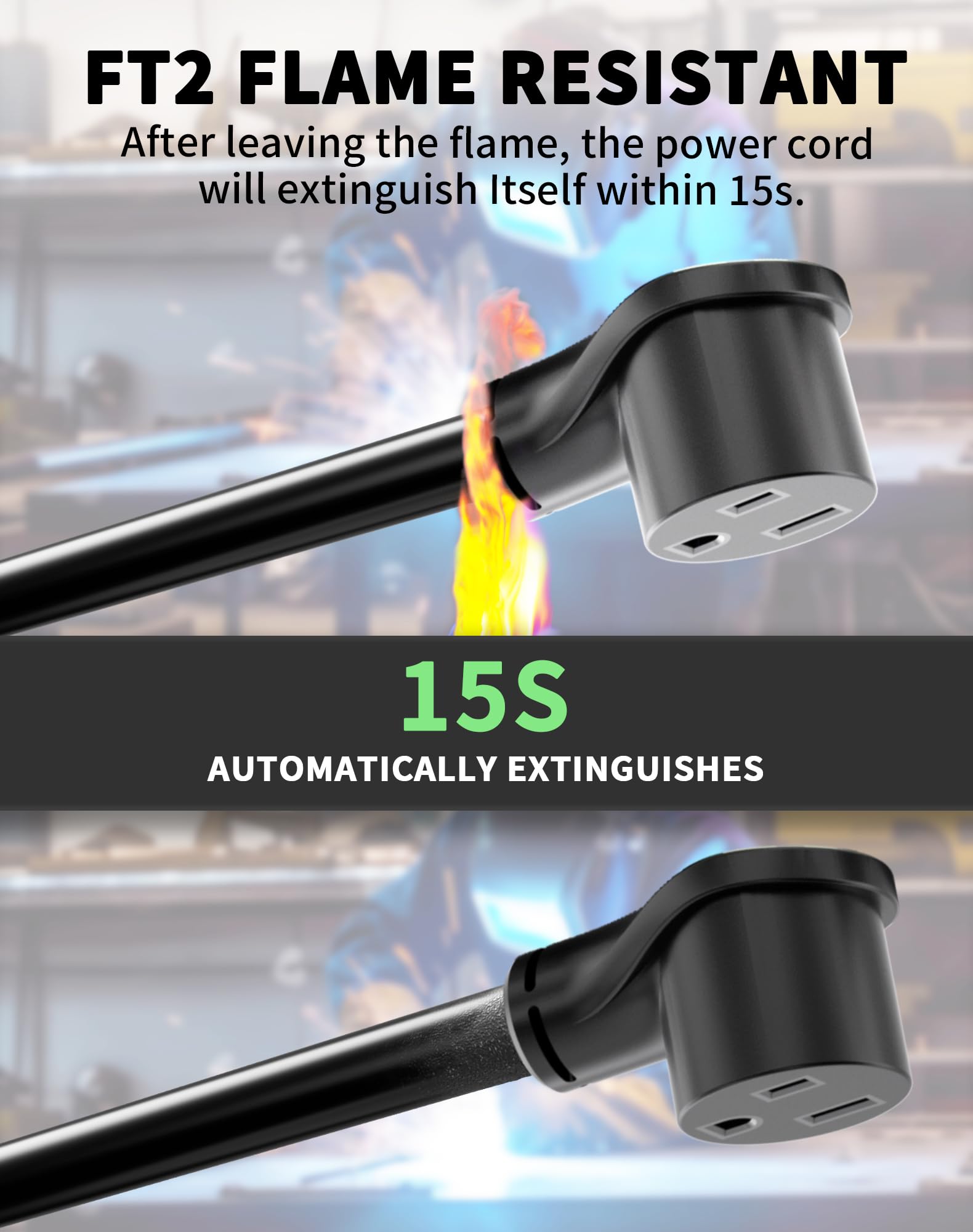 Powgrn 25 Amp 25Ft Welder Extension Cord Outdoor 12 Gauge, 250V Nema 6 50 Heavy Duty Welding Cord 3 Prong, 12Awg Sjtw Black, Etl