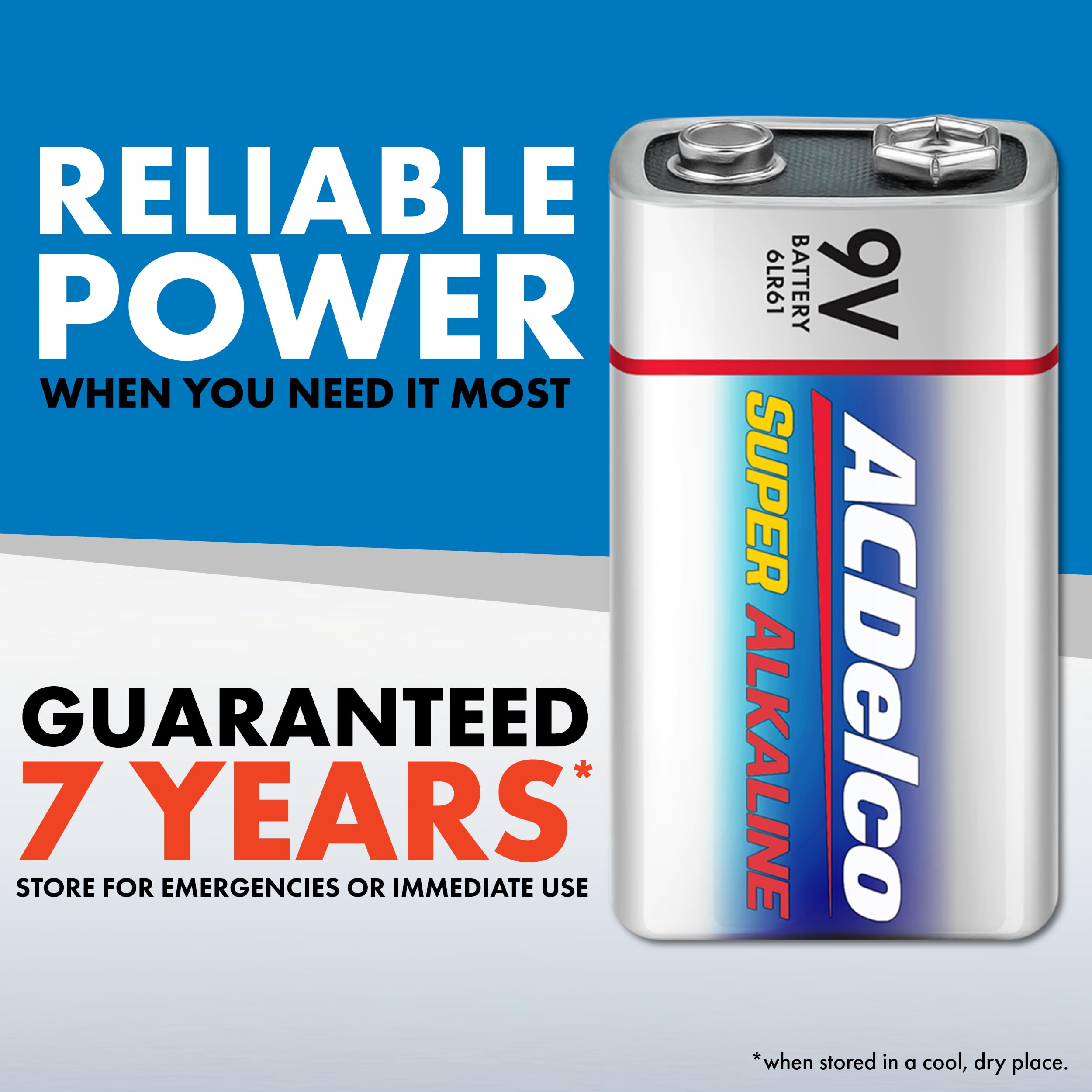 Acdelco 24 Count 9 Volt Batteries, Maximum Power Super Alkaline Battery, 7 Year Shelf Life, Reclosable Packaging
