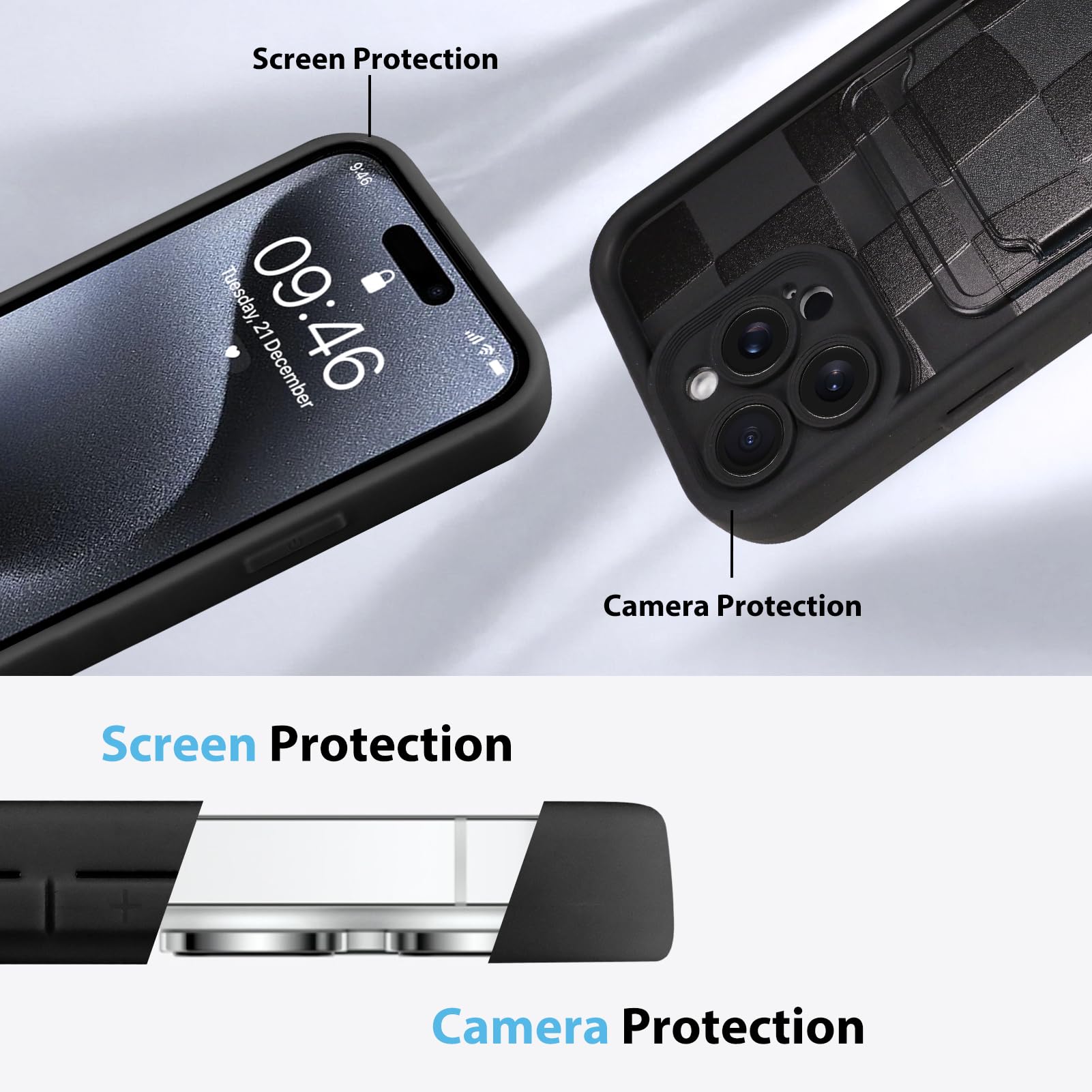 Kanghar Compatible With Iphone 15 Pro Max Case, Wallet Silicone Checkered Cute Pattern, Card Holder Camera Protection Soft Slim