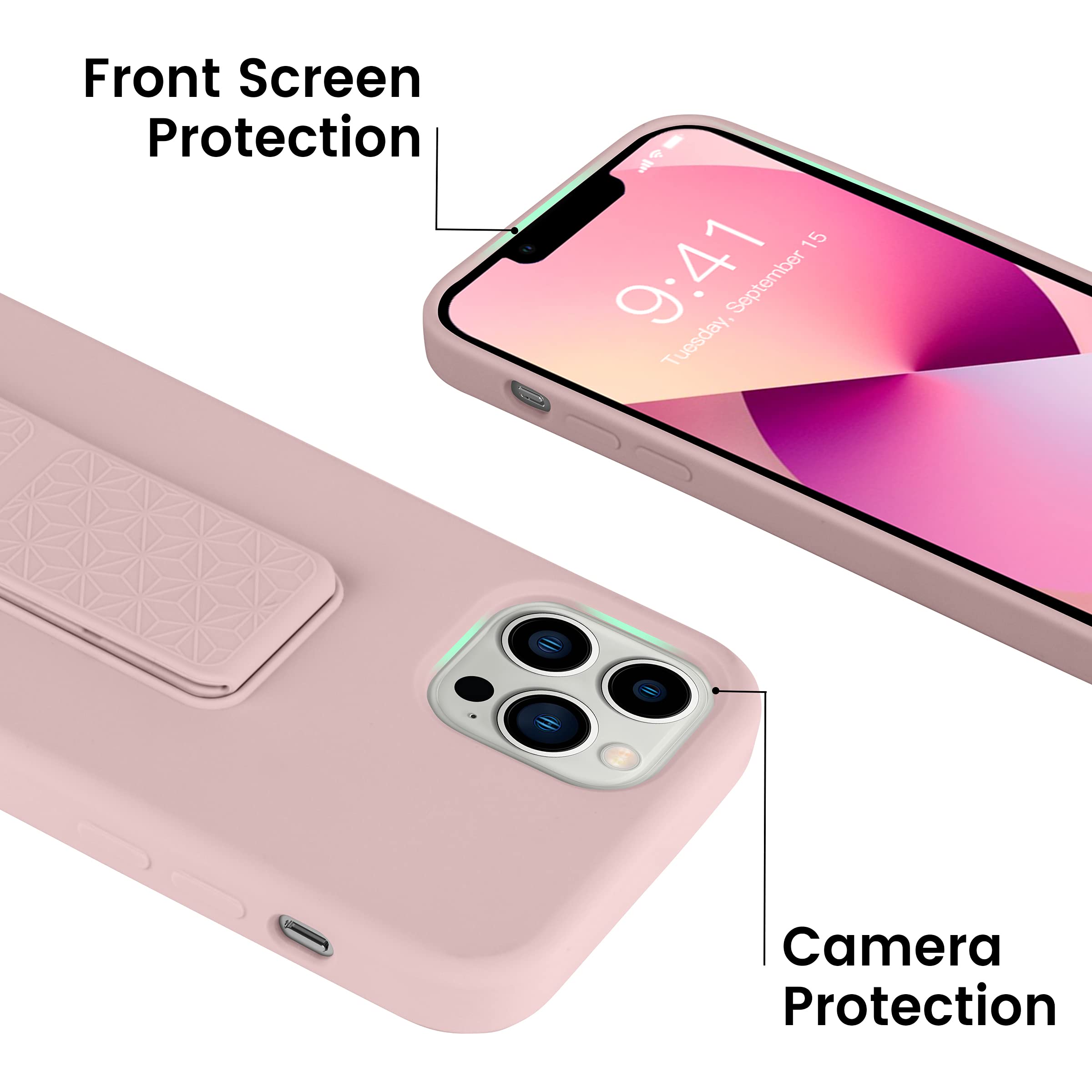 Laudtec Silicone Kickstand Case Compatible With Iphone 13 Pro Max Case Vertical And Horizontal Stand Hand Strap Kickstand, Flexi