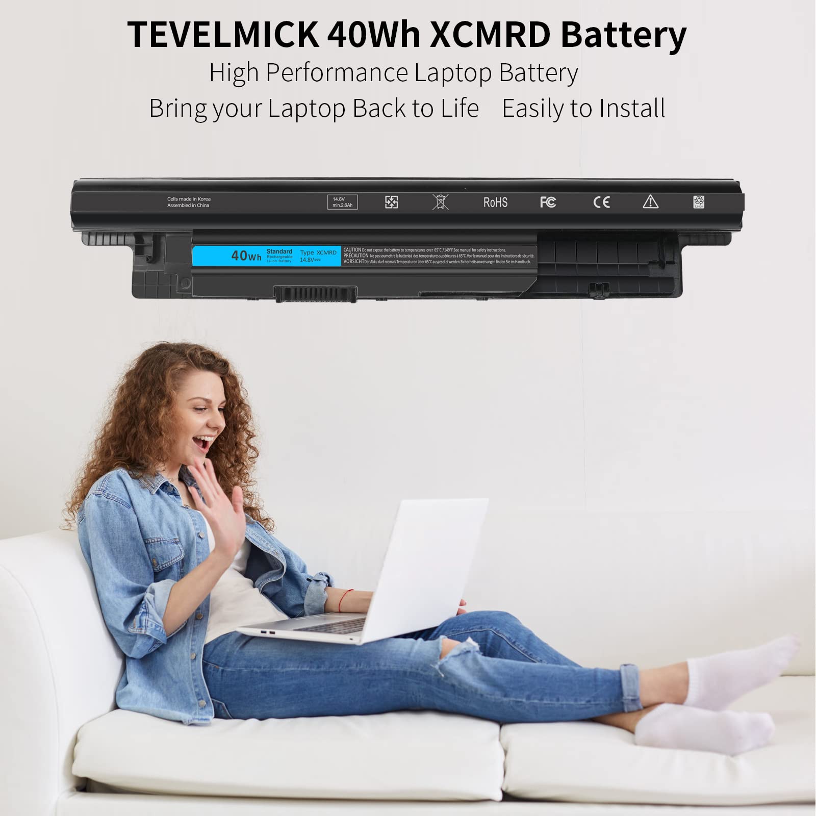 Xcmrd 40Wh Li Ion Battery 14.8V Compatible With Dell Inspiron 14R 14 17 17R 15 15R 3000 5000 3521 3543 3421 5721 5537 17 3721 15 3537 3521 5537 5521 N121Y Y1G4M 312 1387 Xrdw2 Ygmtn,Latitude 3440 3540