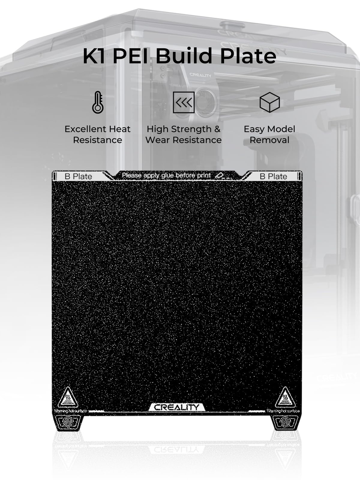 Creality K1 Pei Build Plate, Powder Coating, Magnetic 3D Printer Build Bed, For Creality K1/Ender 3 V3 Se/Ender-3 S1/Ender-3 S1