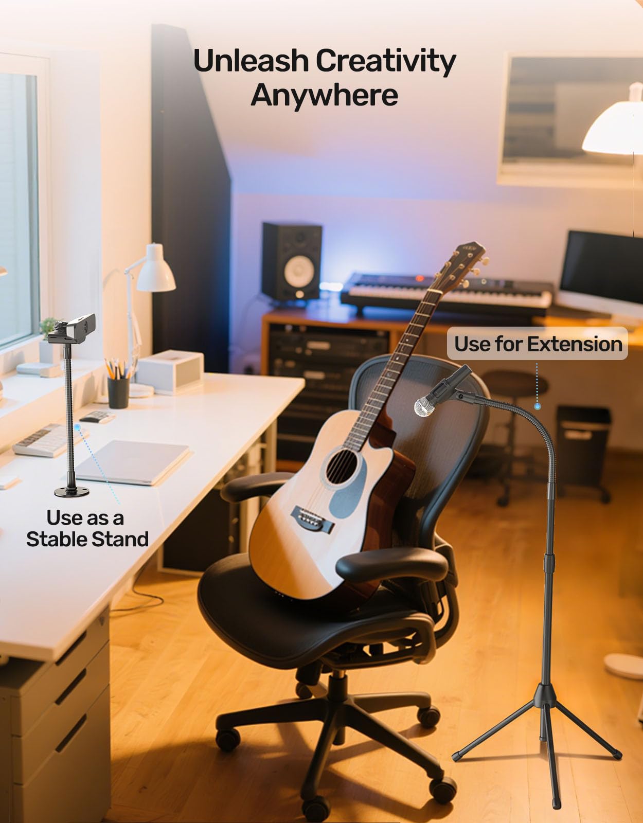 Etour 13-Inch Microphone Gooseneck (5/8-27 Thread) - Heavy Duty Universal Mic Arm For Mic Stand, 360 Adjustment, High Load-Beari