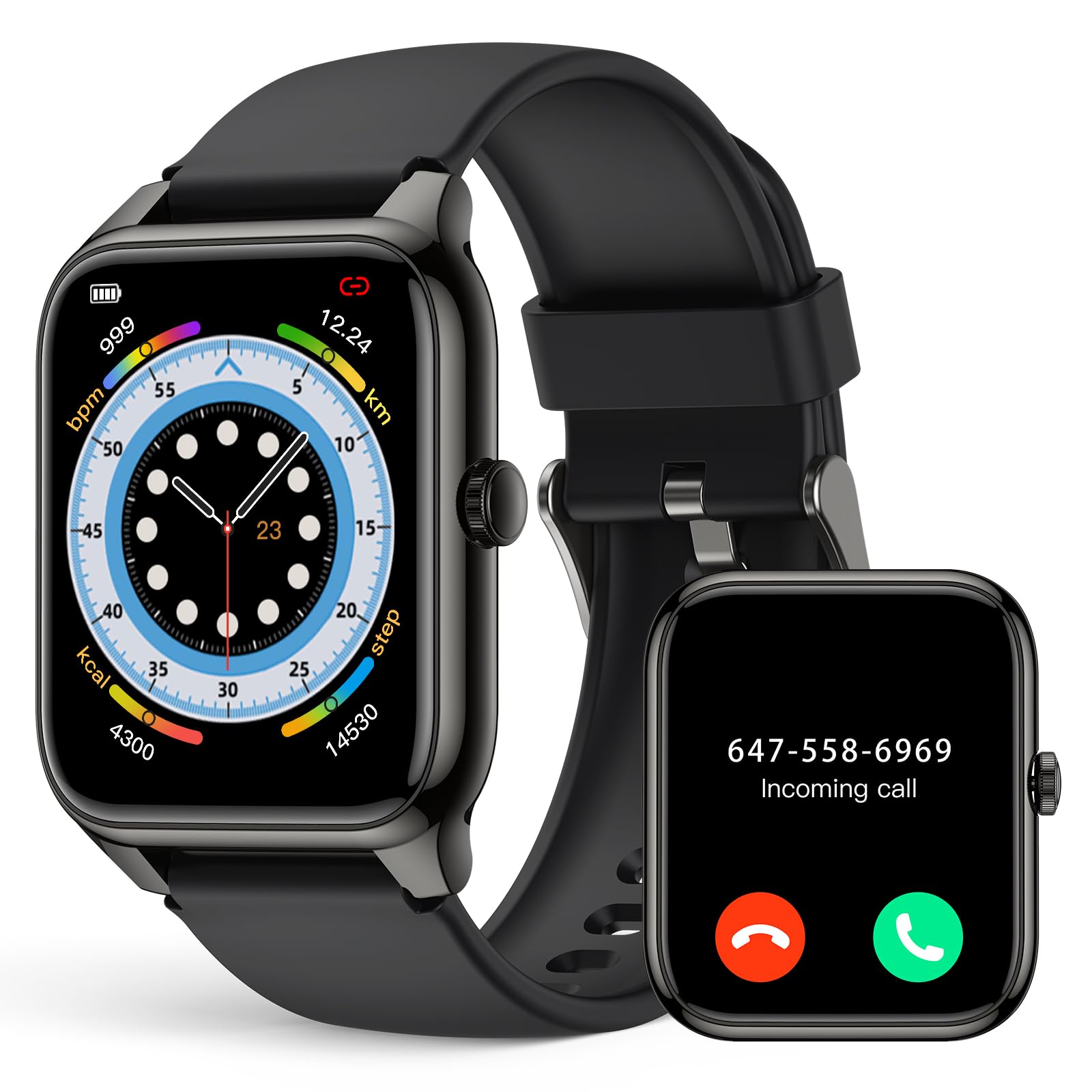 EGQINR Smart Watch, 1.78 AMOLED 368 * 448 HD Screen, 69 Sports Modes Fitness Tracker with Heart Rate, Blood Oxygen, Sleep, IP68 