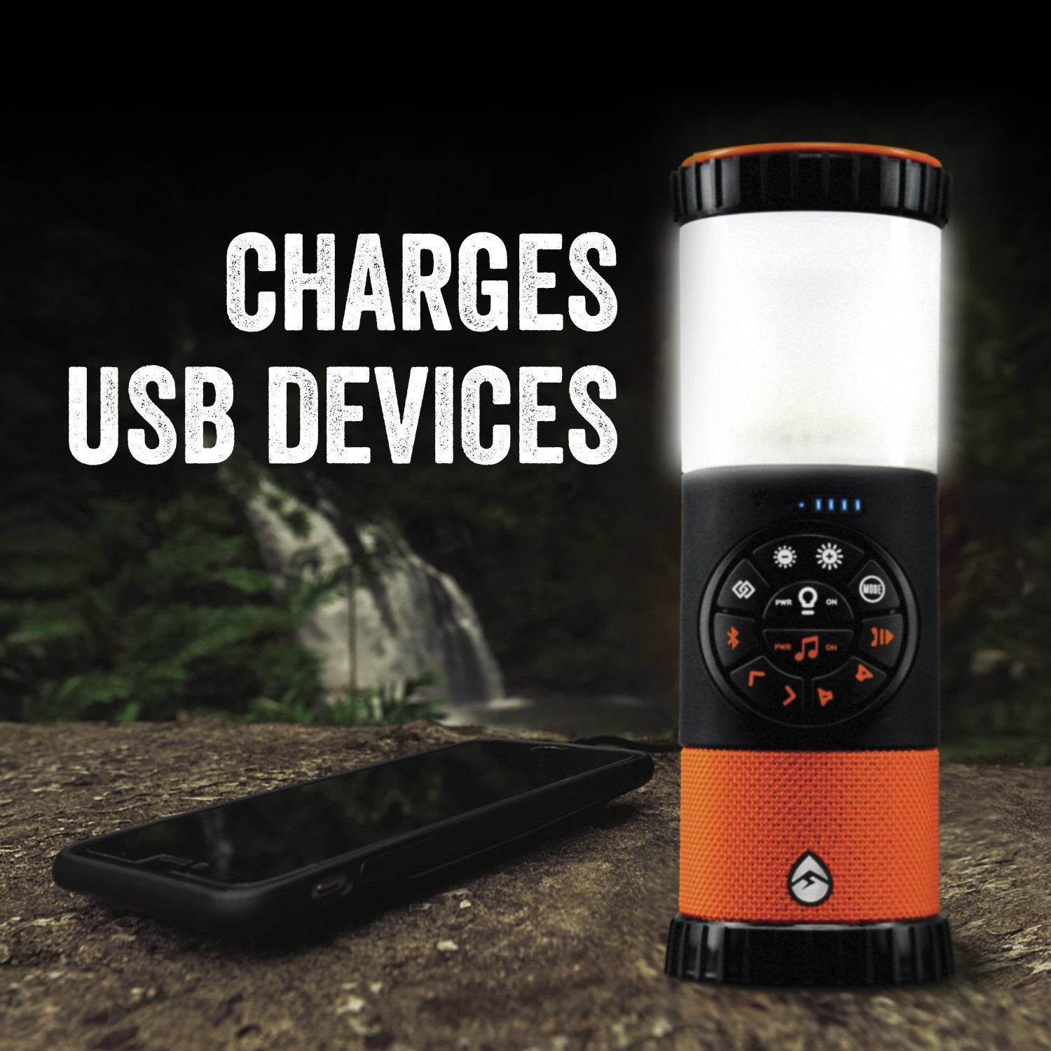 Ecoxgear 100% Waterproof Ecolantern With High Intensity Led'S, Built In 360 Degree Bluetooth Speaker & 4,400 Mah Power Bank   Orange