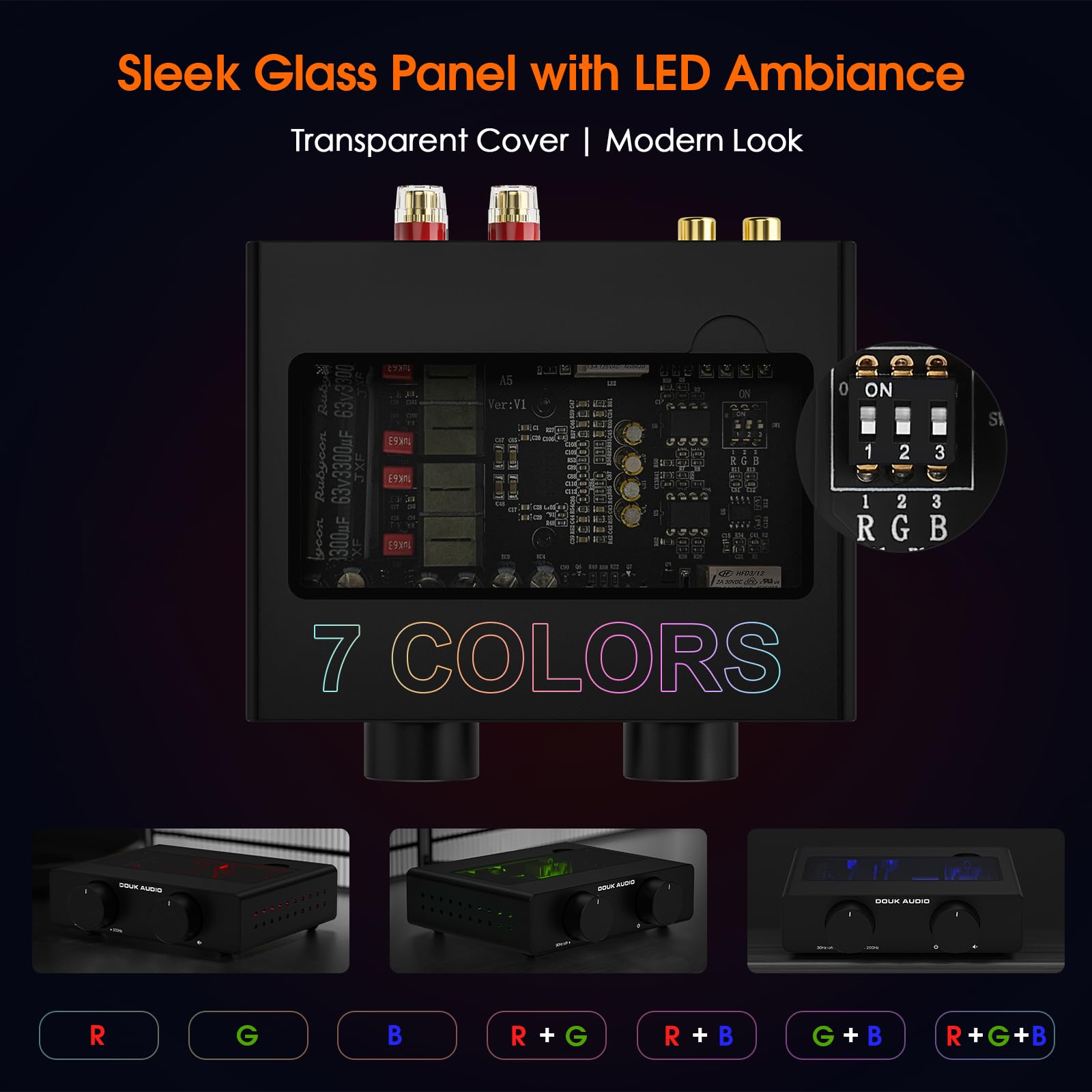 Douk Audio A5 2 Channel Tpa3255 Stereo Amp, 300 Watts X2 Mini Hi Fi Audio Power Amplifier Class D For Home Theater System, Passi