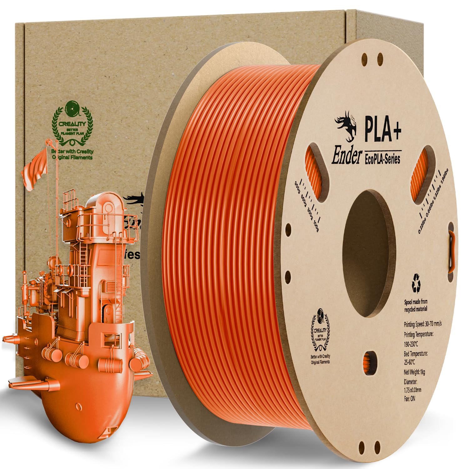 CREALITY Ender PLA + 1.75mm Filament, Neatly Wound 3D Printer PLA Pro Filament, 1kg Spool (2.2lbs) Cardboard Spool, Dimensional 
