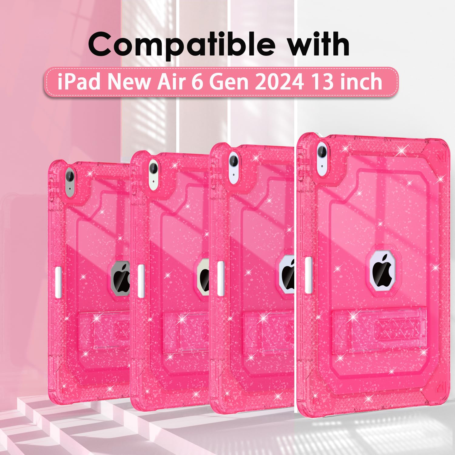 Zonefoker For New Ipad Air 13 Inch Case 2024 M2, 13'' Ipad Air Case 6Th Gen 2024 13 Inch Hot Pink Slim Cover With Pencil Holder