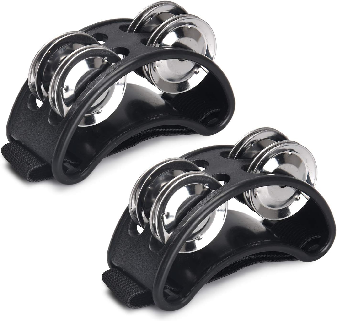 2PCS Foot Tambourine Percussion, Musical Instrument Percussion Pedal with Steel Jingle Bells for Drum & Guitar Playing, Foot Per