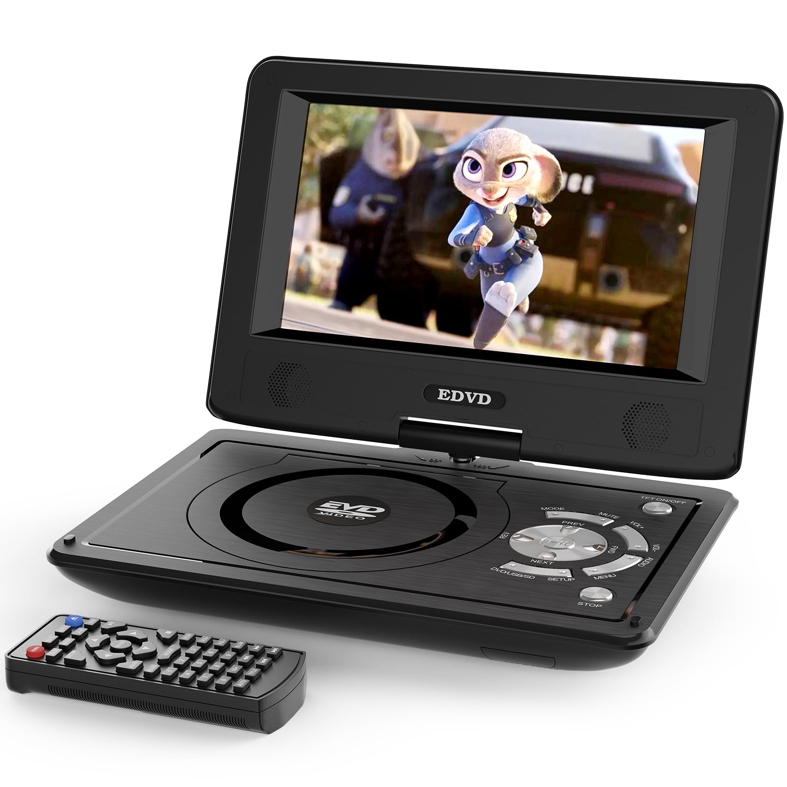 11.5' Portable Dvd Player For Kids And Car, 9.5' Swivel Hd Screen With 4 6 Hours Built In Battery, Support Sync Screen To Tv, Support Sd Card/Usb/Multiple Disc Formats (Black)