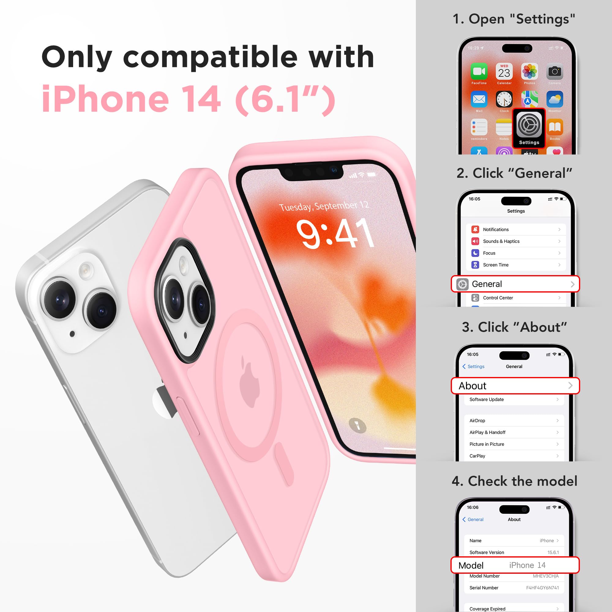 Magnetic For Iphone 14 Case,Compatible With Magsafe,[2 Screen Protector & 2 Camera Cover][Anti Fingerprint]Slim Translucent Matt