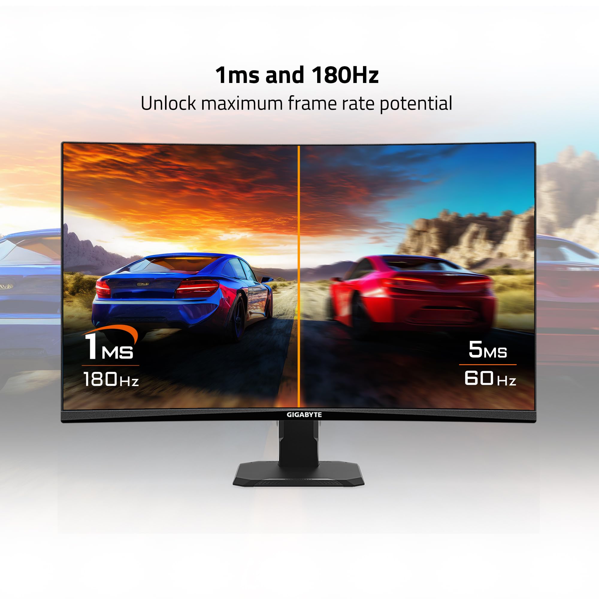 Gigabyte Gs27Fc 27 180Hz 1080P Gaming Monitor, 1920 X 1080 Va 1500R Display, 1Ms (Mprt) Response Time, Hdr Ready, Freesync Premi