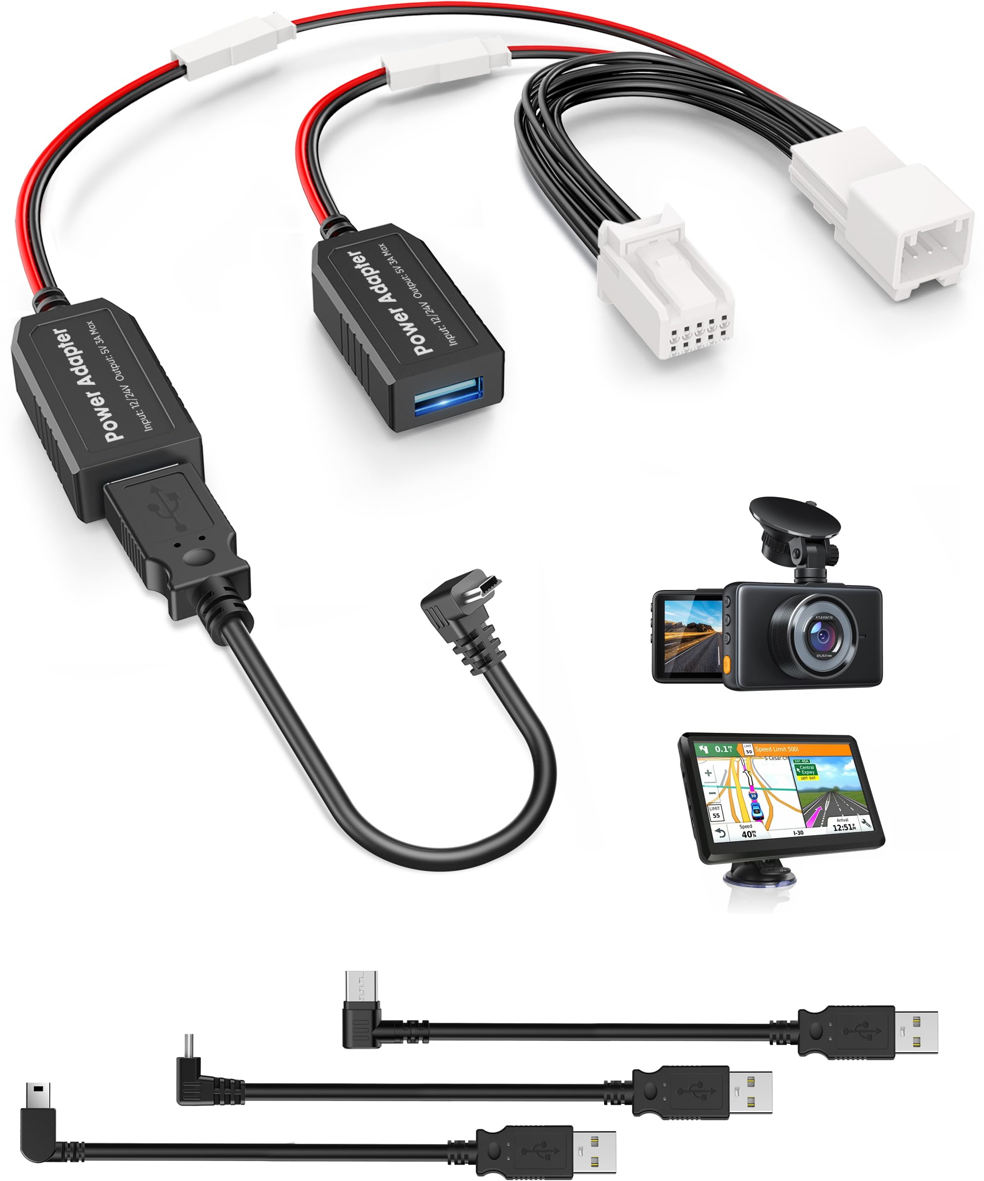 Dash Cam Power Adapter,(10P Type H) Compatible with Select Hyundai/Kia,Connect to Auto-Dimming Rearview Mirror,Built-in Hide Pow