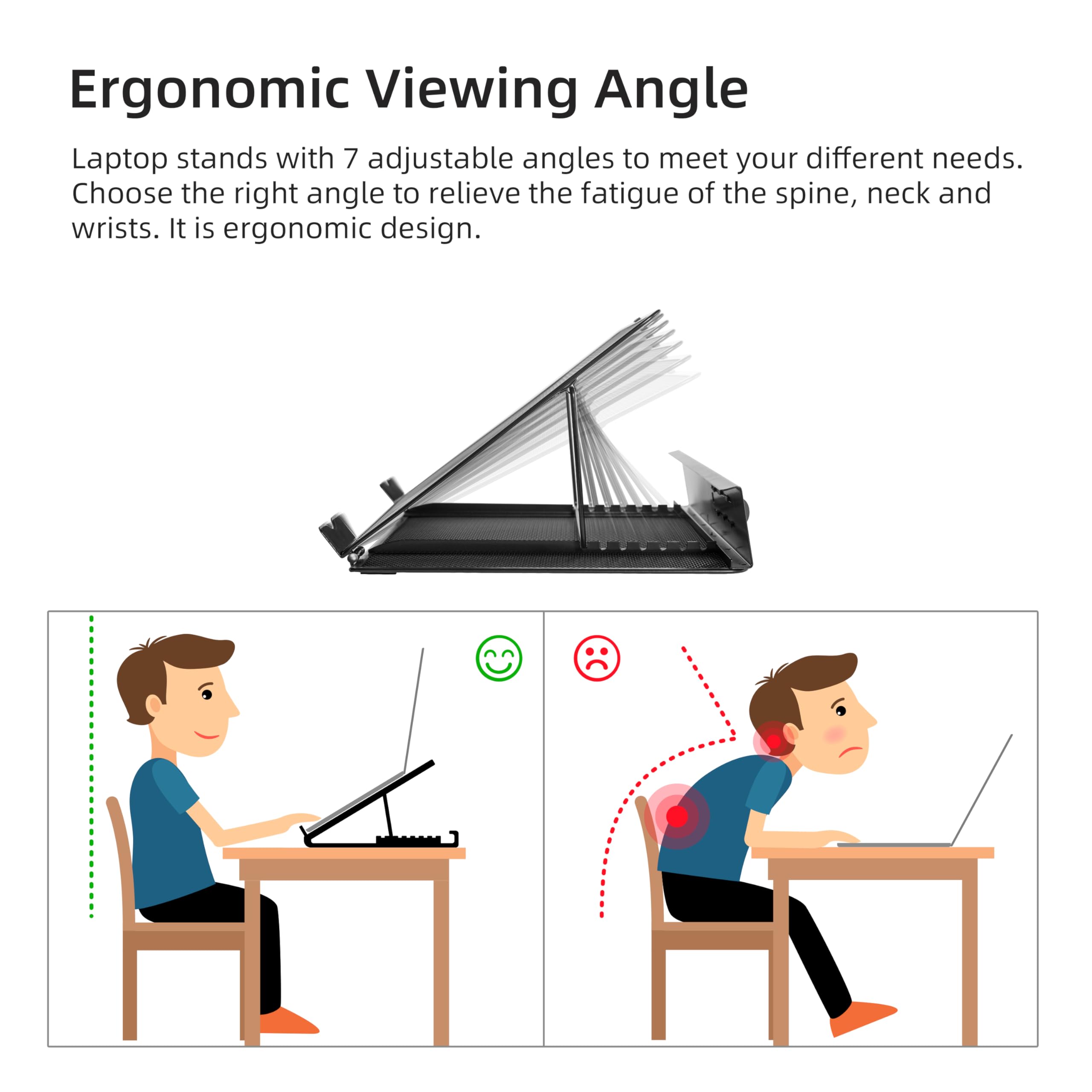 Designa Metal Mesh Ventilated Adjustable Laptop Stands Computer Notebook Holder Stand Riser Compatible With Apple Macbook Air Pr