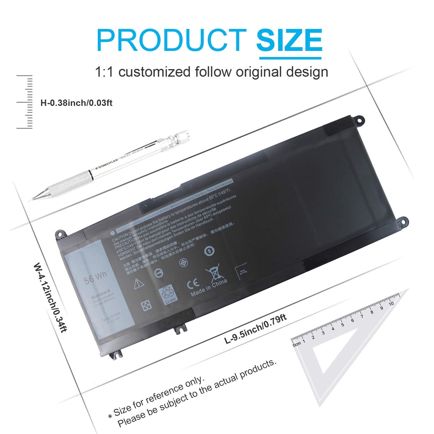 15.2V 56Wh 33Ydh Battery For Dell Inspiron 17 7000 7773 7779 7778 7786 2 In 1 15 7577 Latitude 15 3590 3580 3490 3380 G5 15 5587