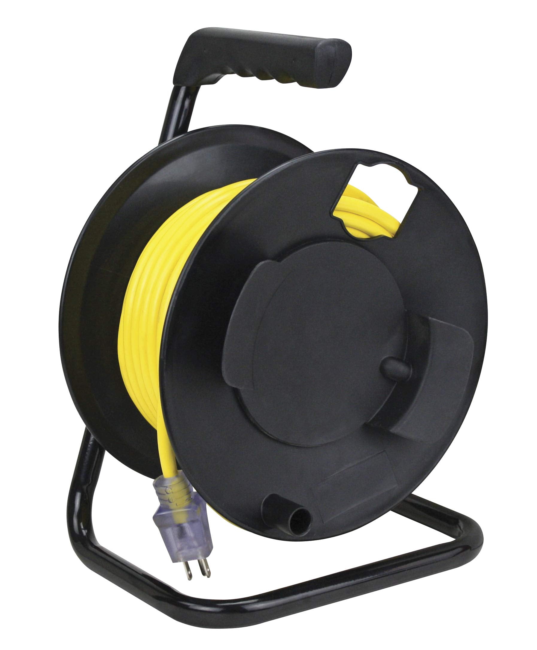 Prime Cr003000 Portable Cord Reel With Metal Stand, Black, Holds 100 Ft Of Cord